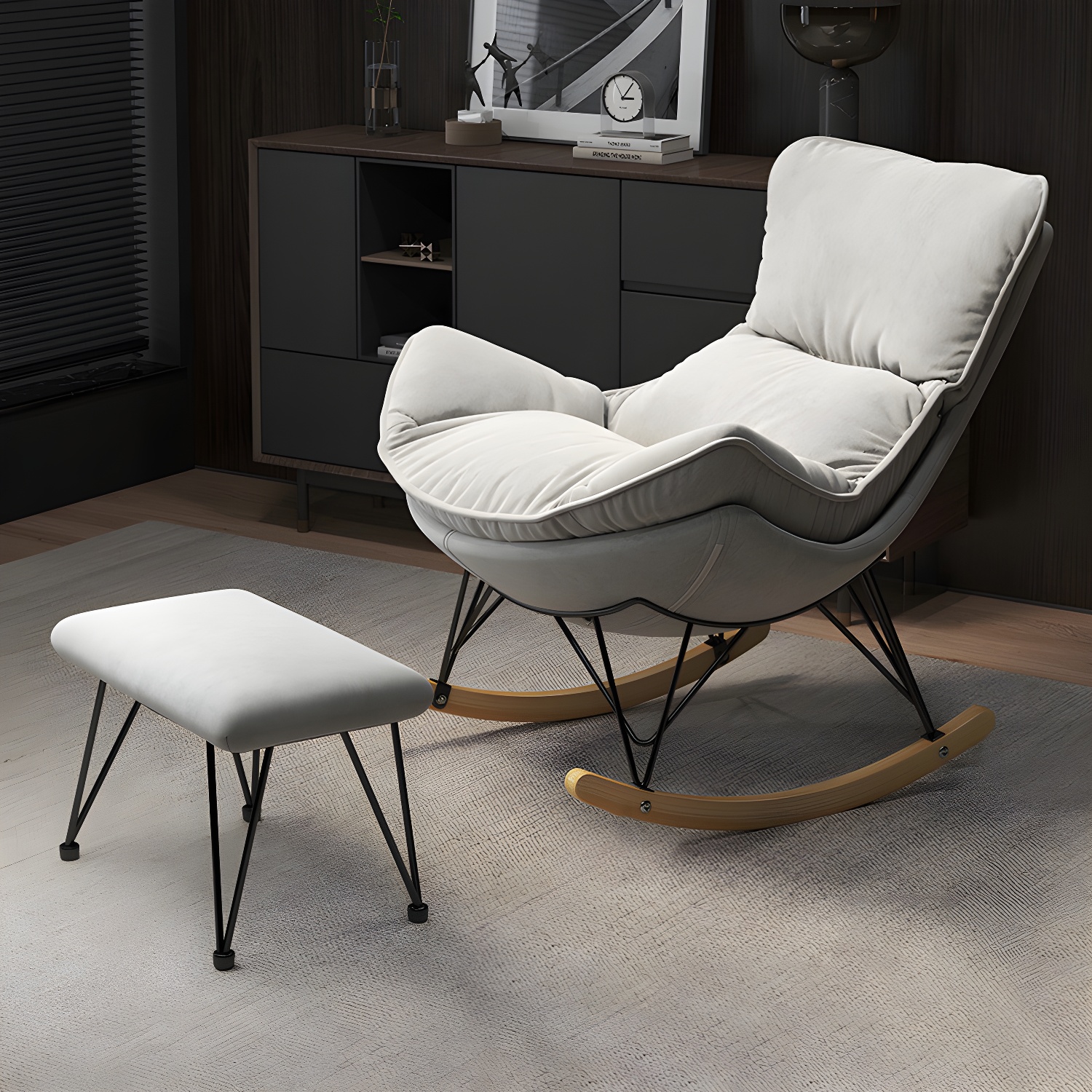 Wingback Rocker & Ottoman Set | Ormau - image 11