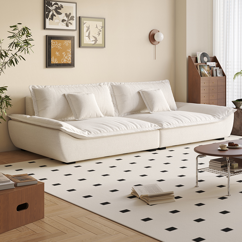 Modish Solid Color Stain Resistant Standard Sofa/Loveseat for 3-seater/4-seater/5 Person with 2 Pillows - image 2