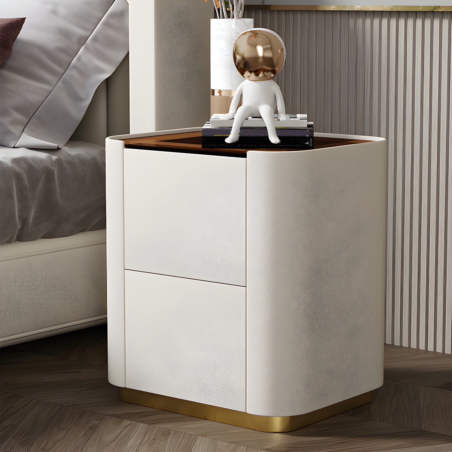 Modern Glass-Top Nightstand | Ormau - image 9