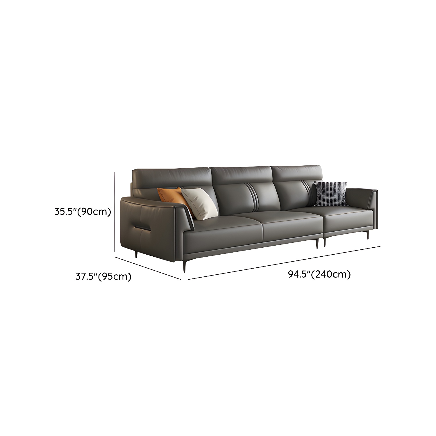 Leather Flared-Arm Sectional Sofa | Ormau - image 12