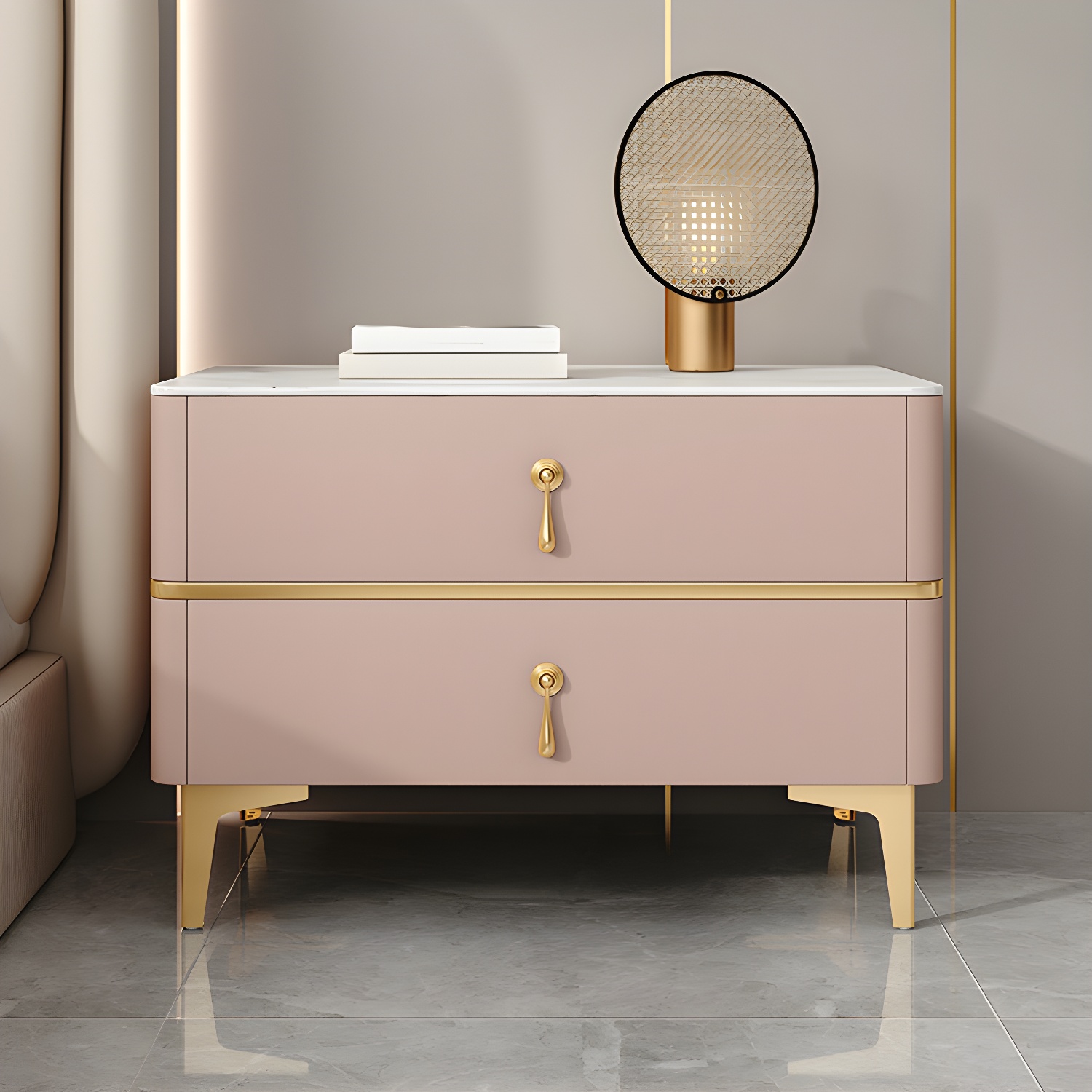 Glam Sintered Stone Nightstand | Ormau - image 9