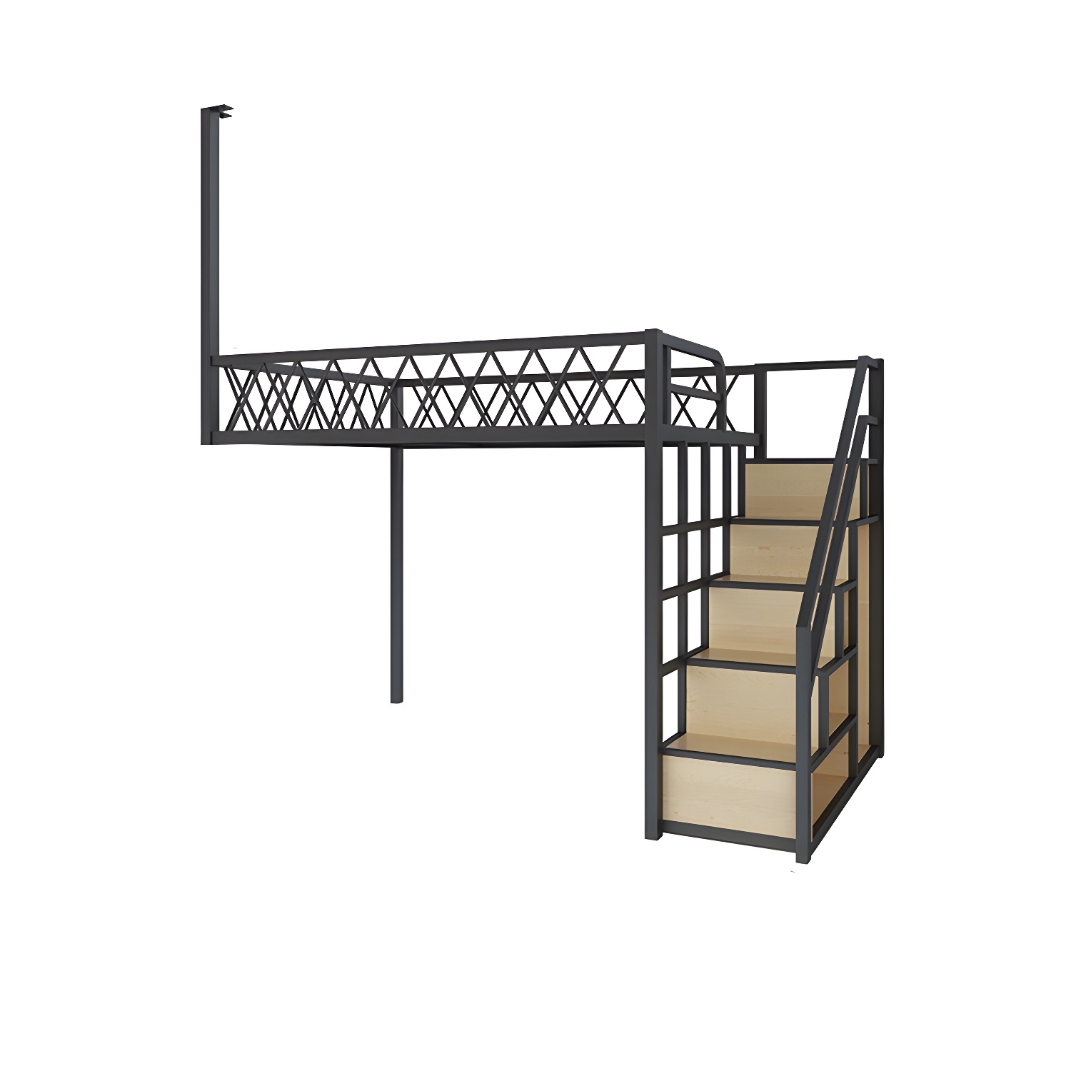 Modern Wood/Metal Bed with Light Wood Tone & Tall Clearance Storage Cabinets - image 24