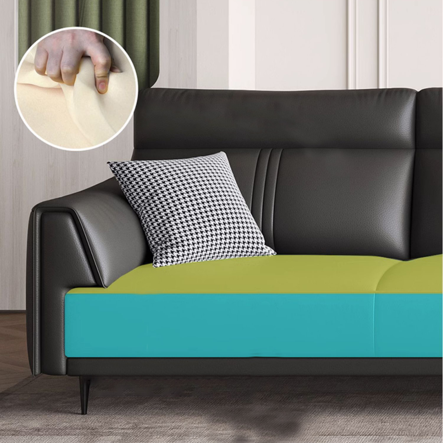 Leather Flared-Arm Sectional Sofa | Ormau - image 6