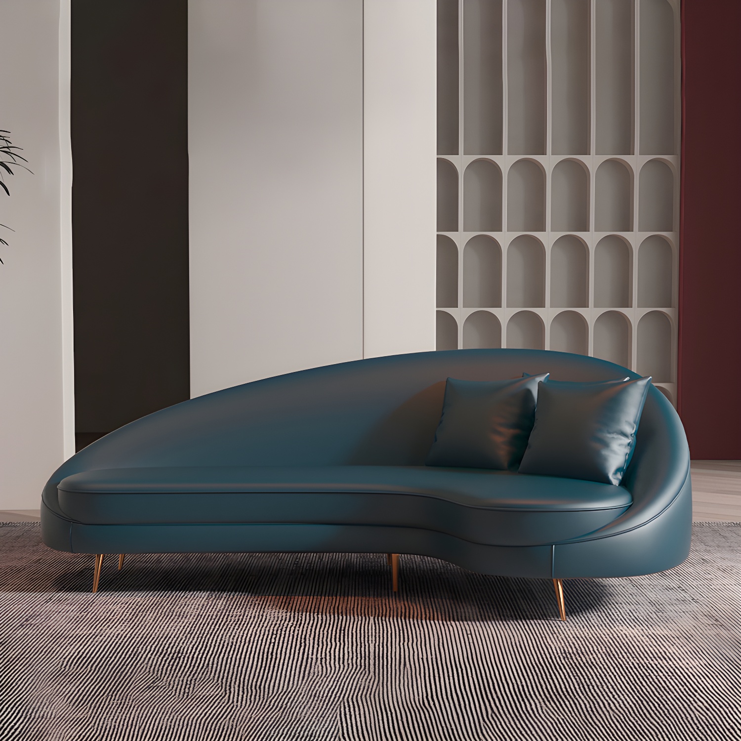 Curved Faux Leather Sofa | Ormau - image 4
