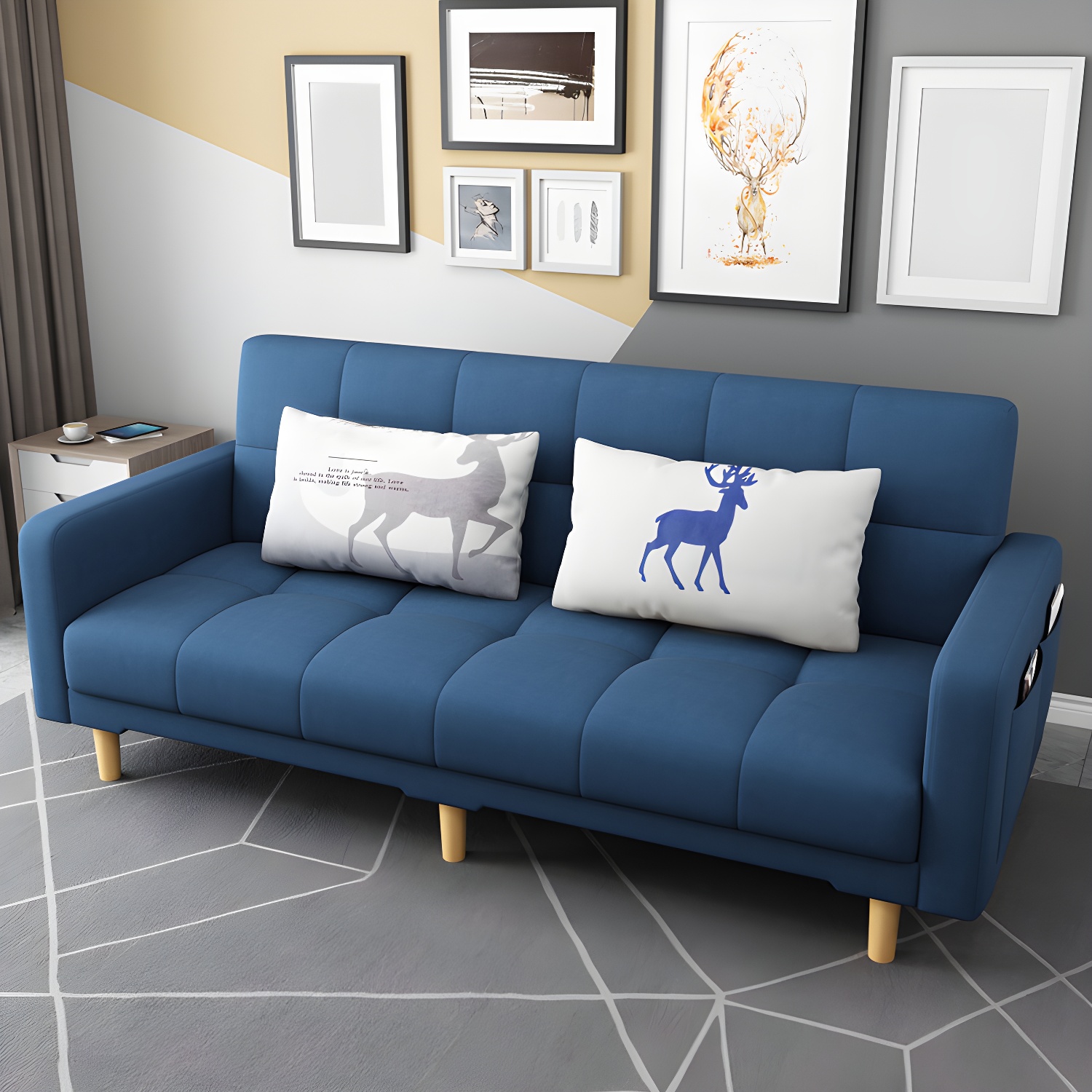 Square Arm Modern Storage Sofa with Biscuit Back Convertible Sofa for Living Room - image 3