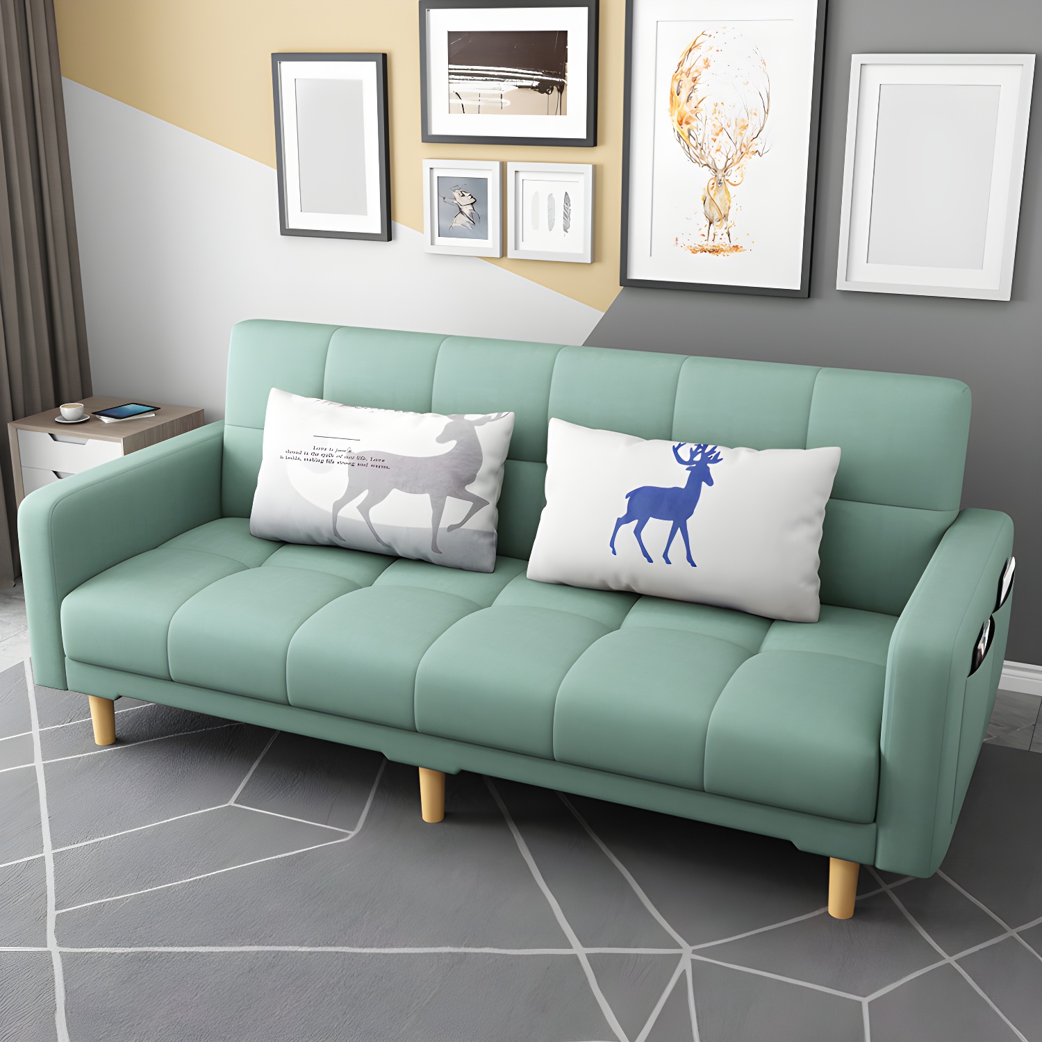 Square Arm Modern Storage Sofa with Biscuit Back Convertible Sofa for Living Room - image 8