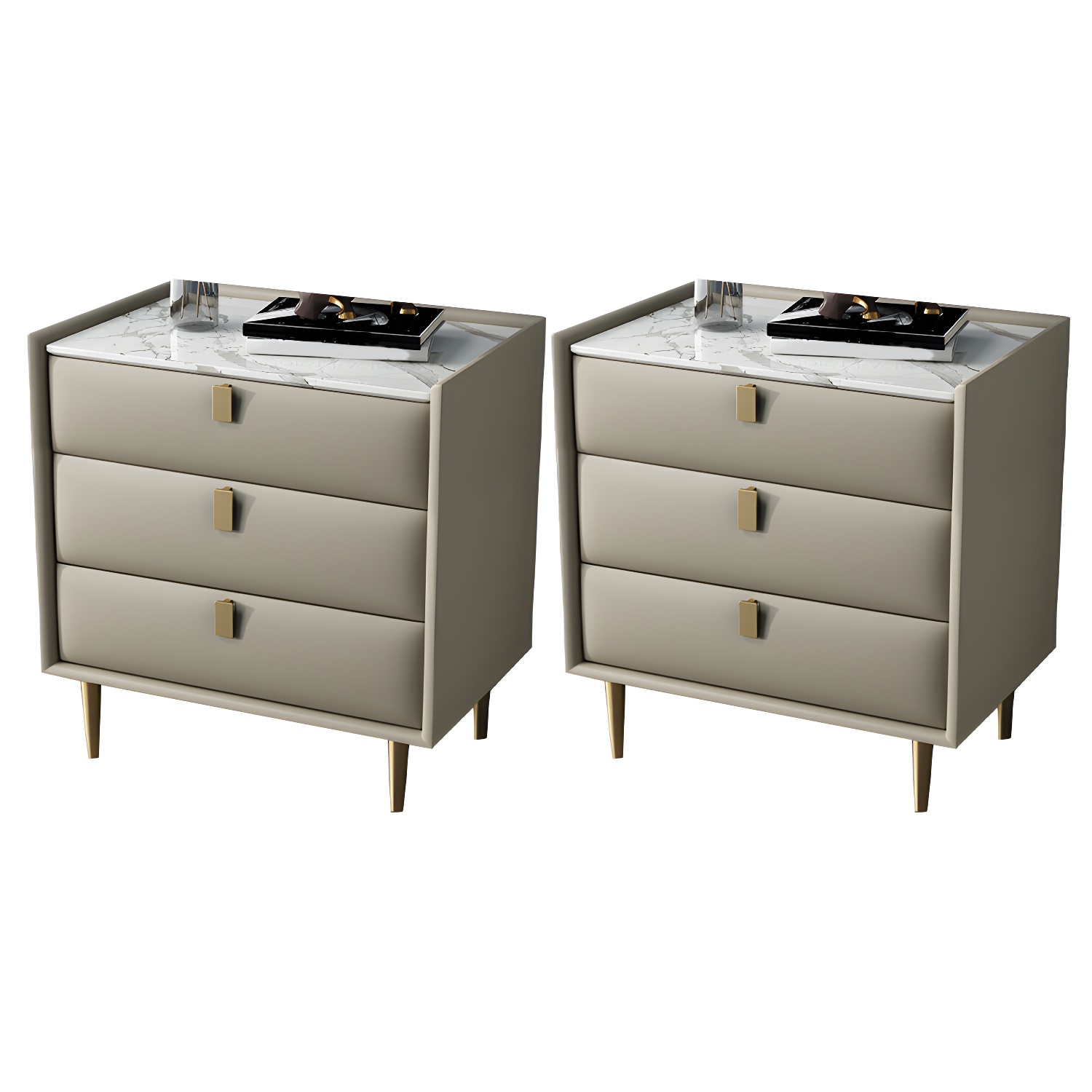 Modern Faux Leather Nightstand | Ormau - image 22