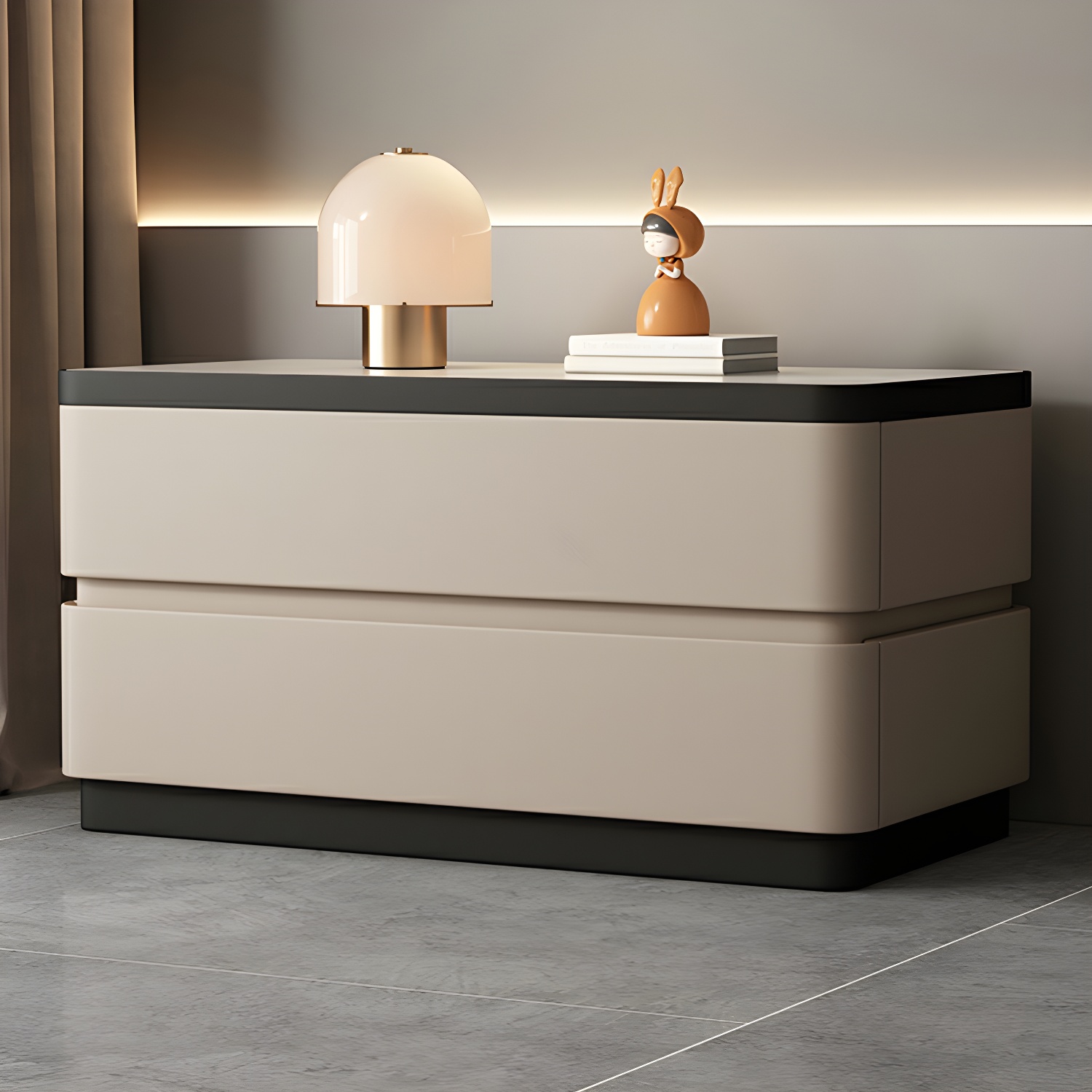 Modern Stone & Leather Nightstand | Ormau - image 2