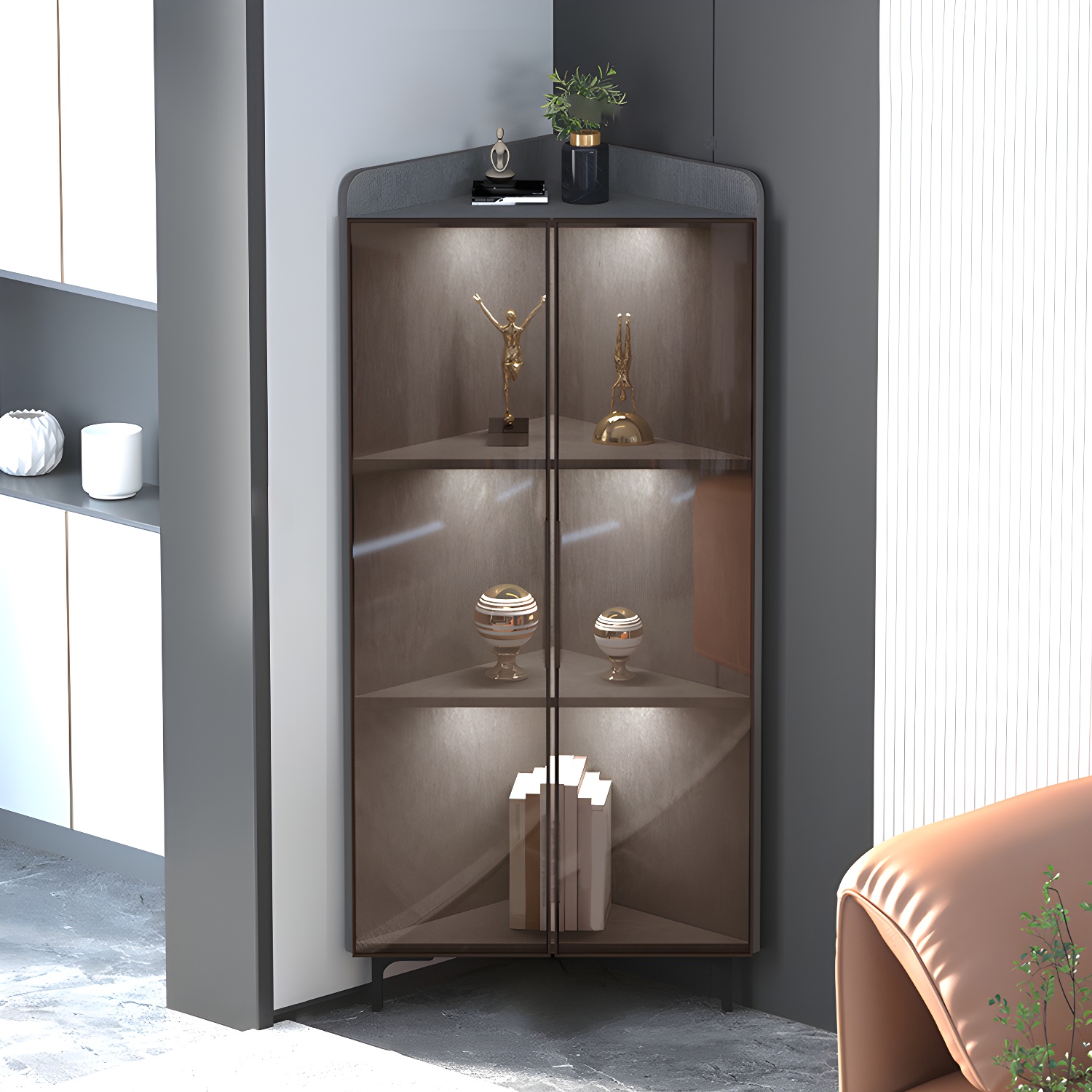 Scandinavian Corner Cabinet with Glass Doors | Ormau - image 20