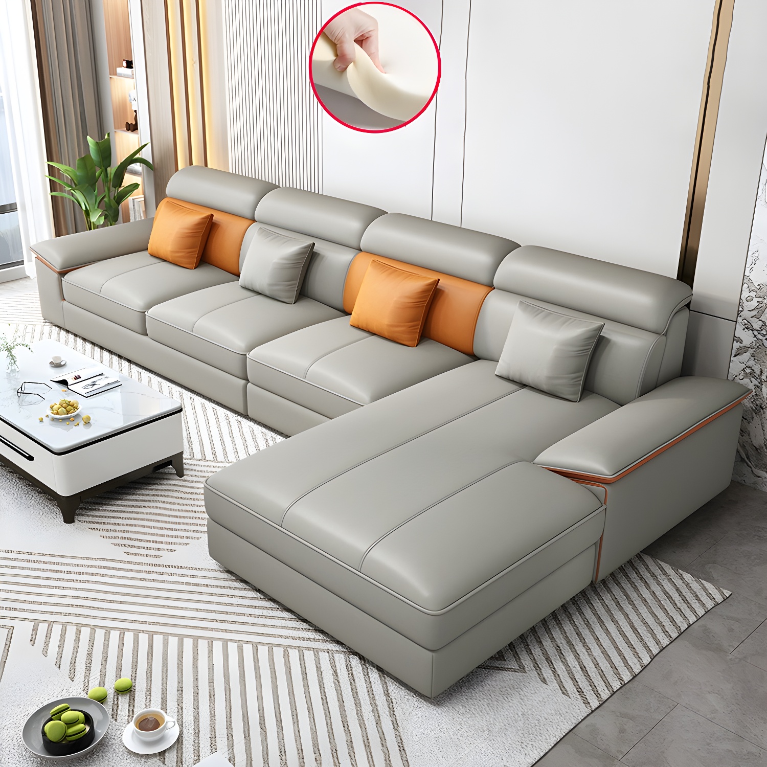 Modern L-Shape Sectional Sofa | Ormau - image 34
