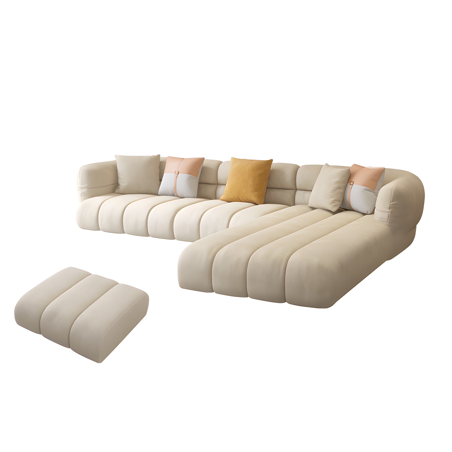 Beige L-Shape Sectional Sofa with Storage | Ormau - image 27