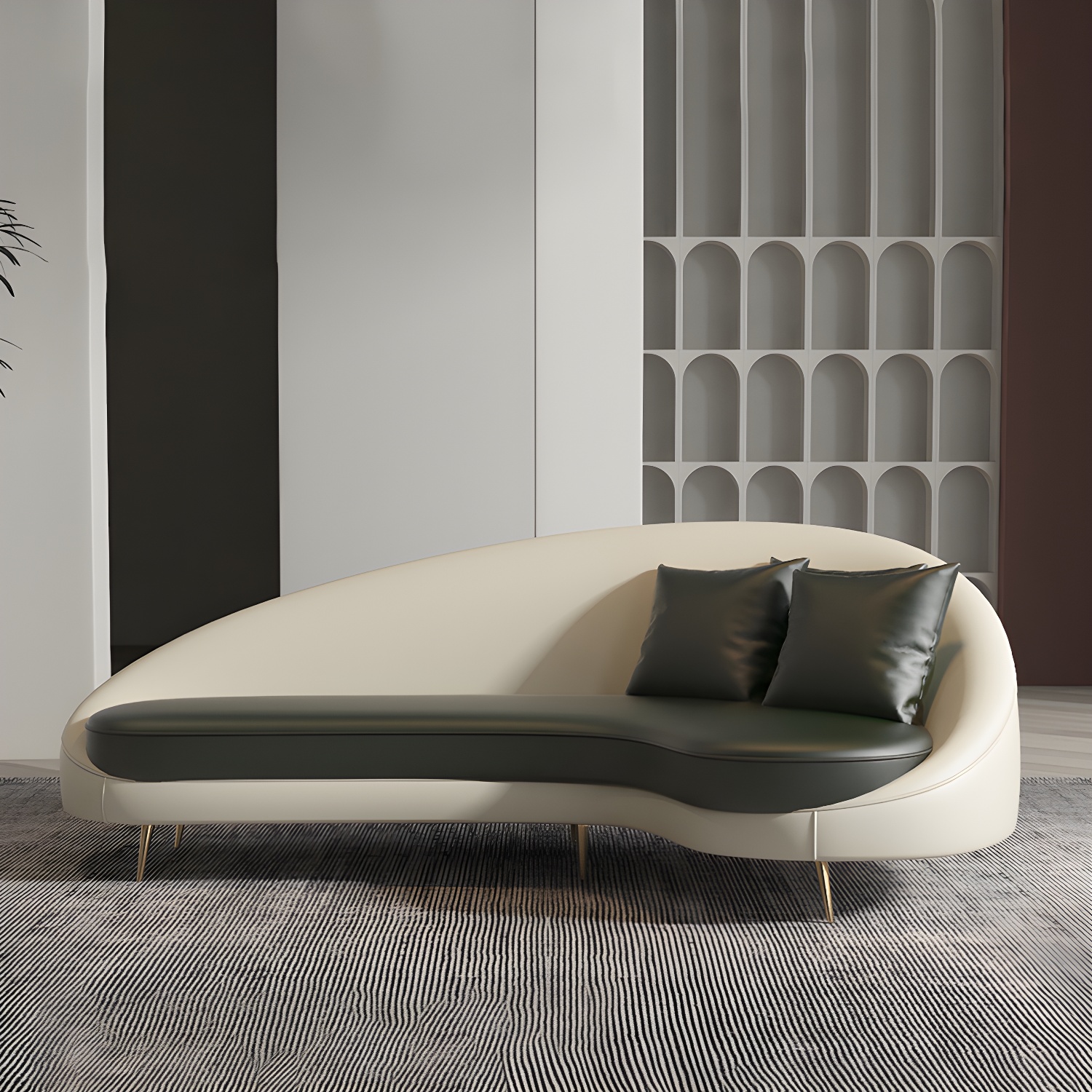 Curved Faux Leather Sofa | Ormau - image 17