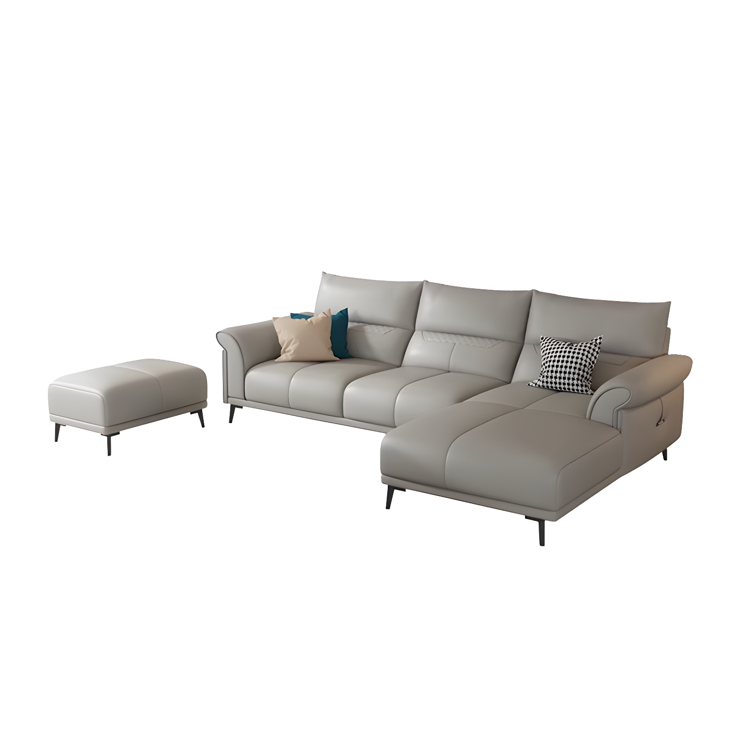 Gray Leather Sectional Sofa | Ormau - image 10