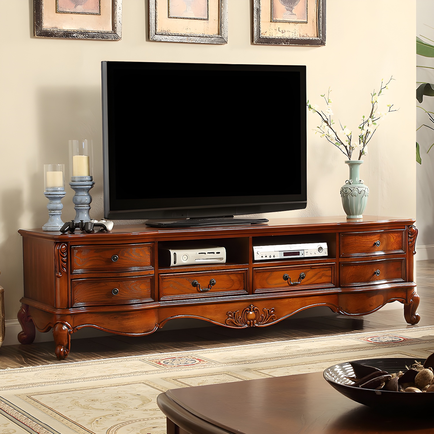 Traditional Brown Wood TV Stand | Ormau - image 1