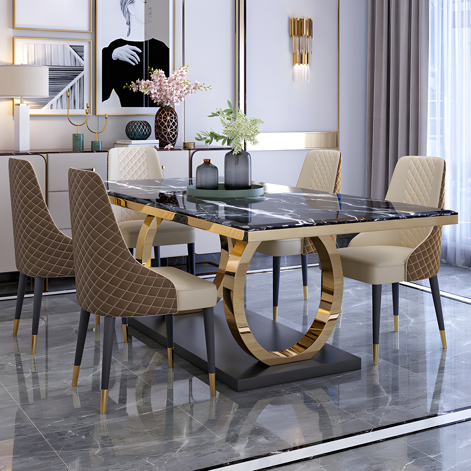 Marble & Gold Dining Set | Ormau - image 3