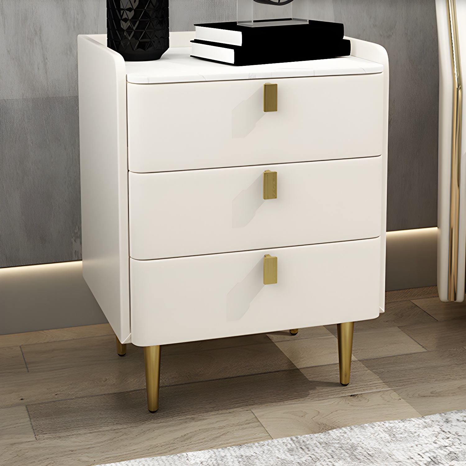 Modern Stone Top Nightstand | Ormau - image 10