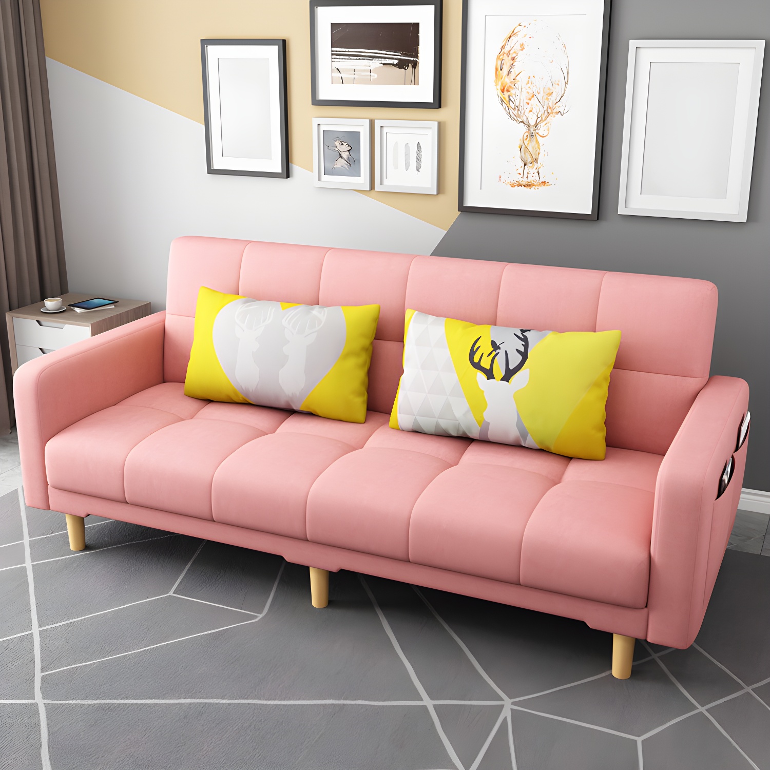 Square Arm Modern Storage Sofa with Biscuit Back Convertible Sofa for Living Room - image 10