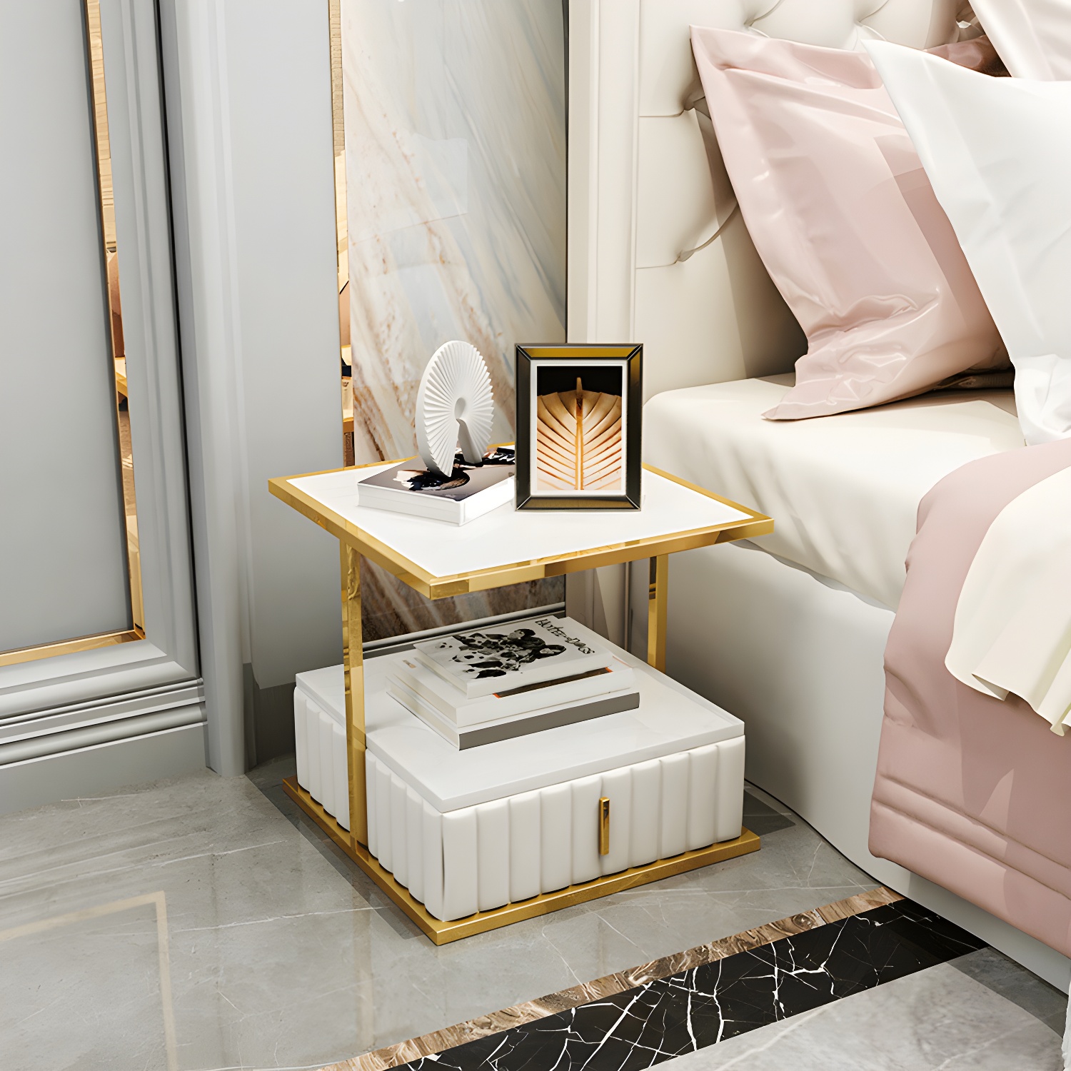 Modern Stone Top Nightstand | Ormau - image 5