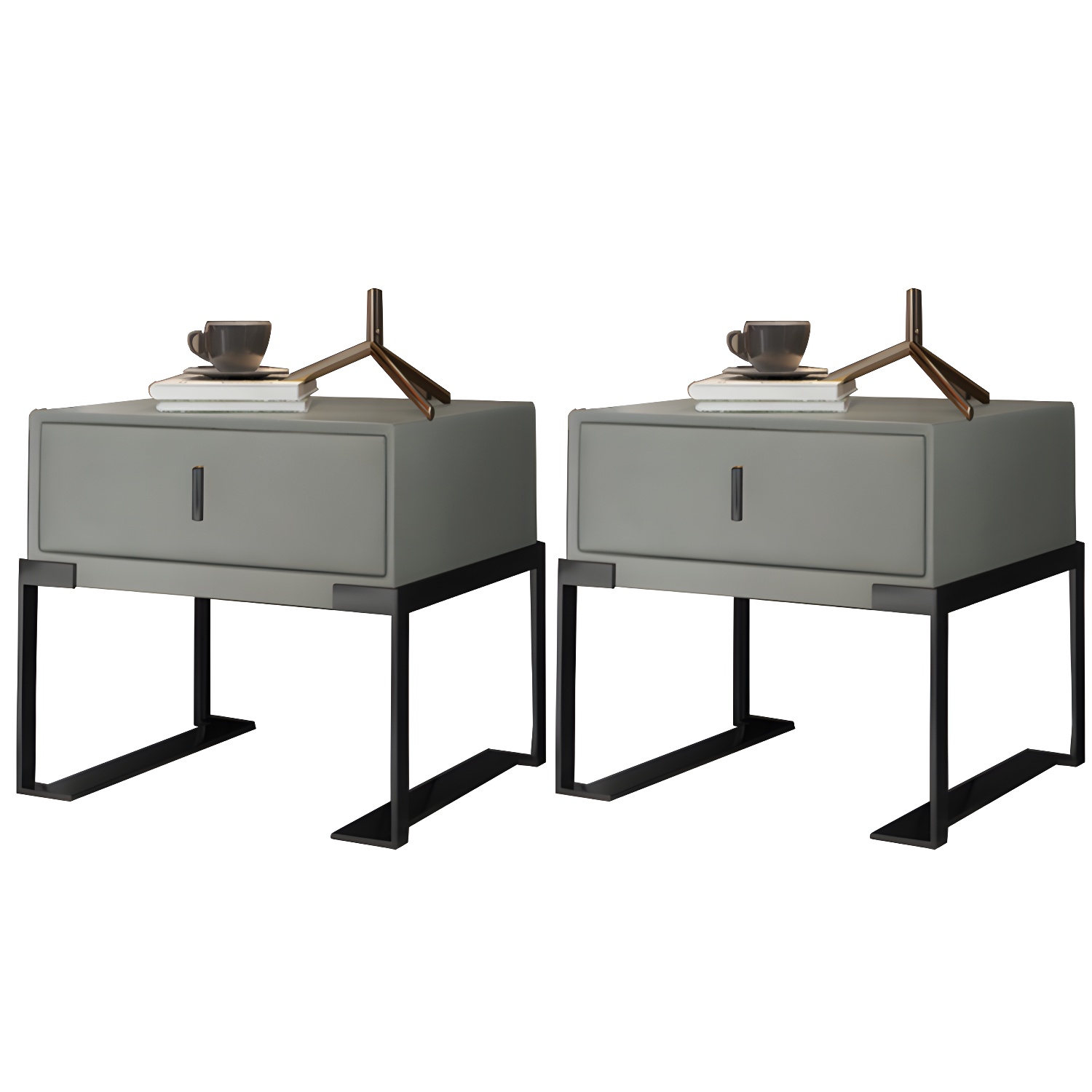 Leather Nightstand with Metal Legs | Ormau - image 28