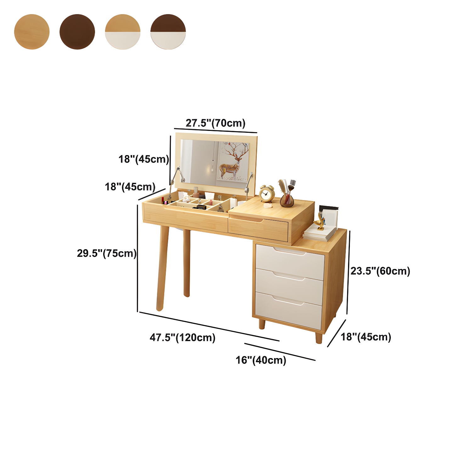 Solid Wood Makeup Vanity with Mirror | Ormau - image 20