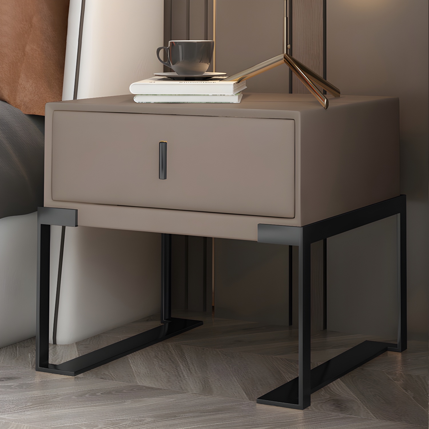 Faux Leather Nightstand | Ormau - image 5