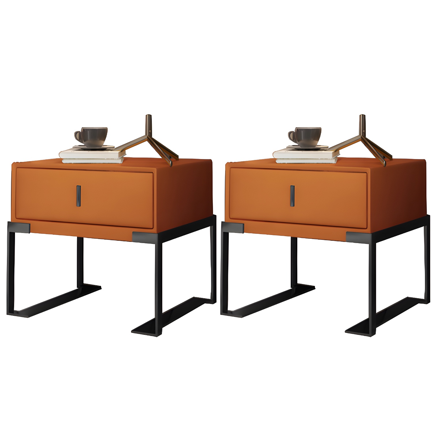 Leather Nightstand with Metal Legs | Ormau - image 38