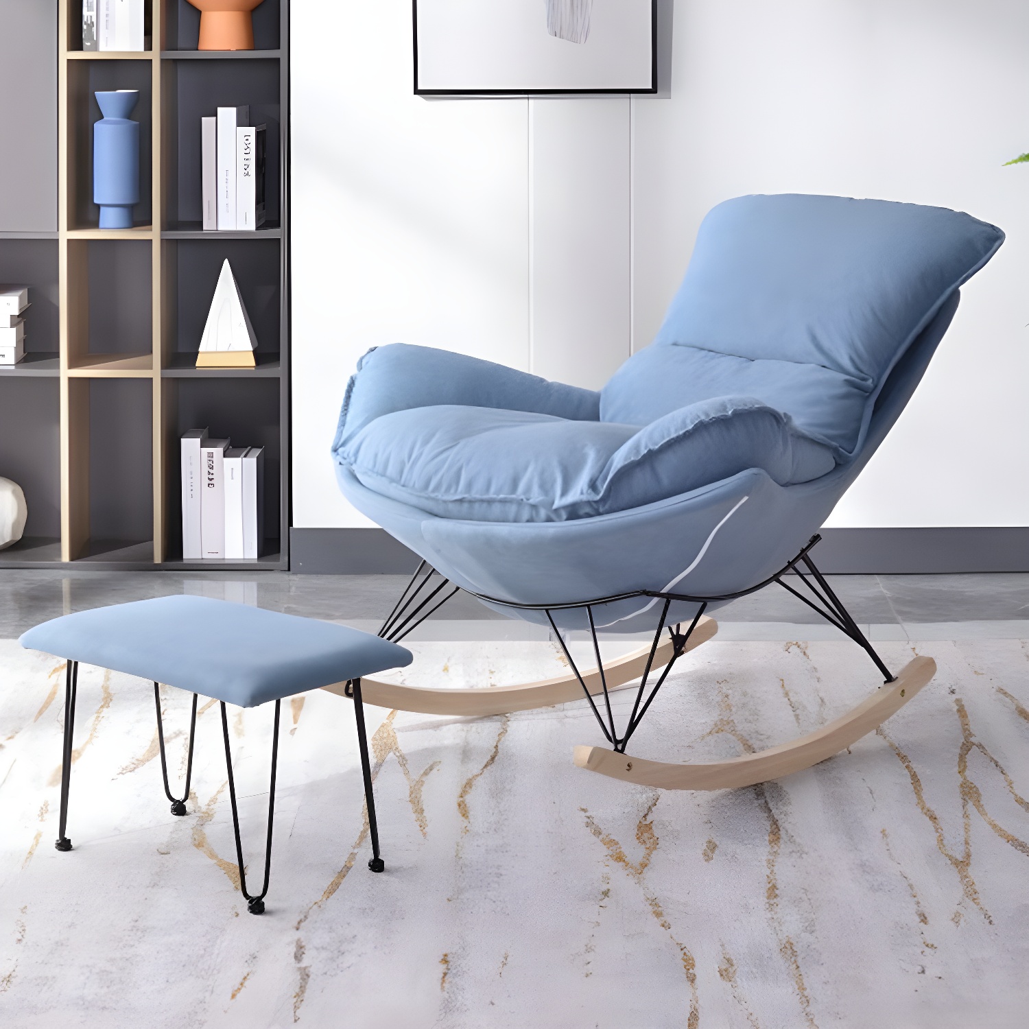Modern Rocking Chair & Ottoman Set | Ormau - image 29