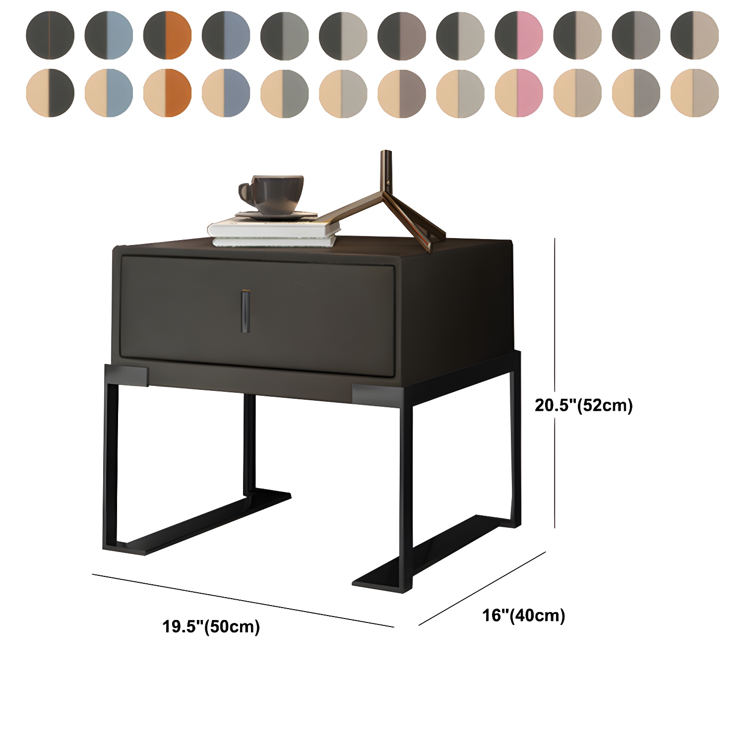 Leather Nightstand with Metal Legs | Ormau - image 16