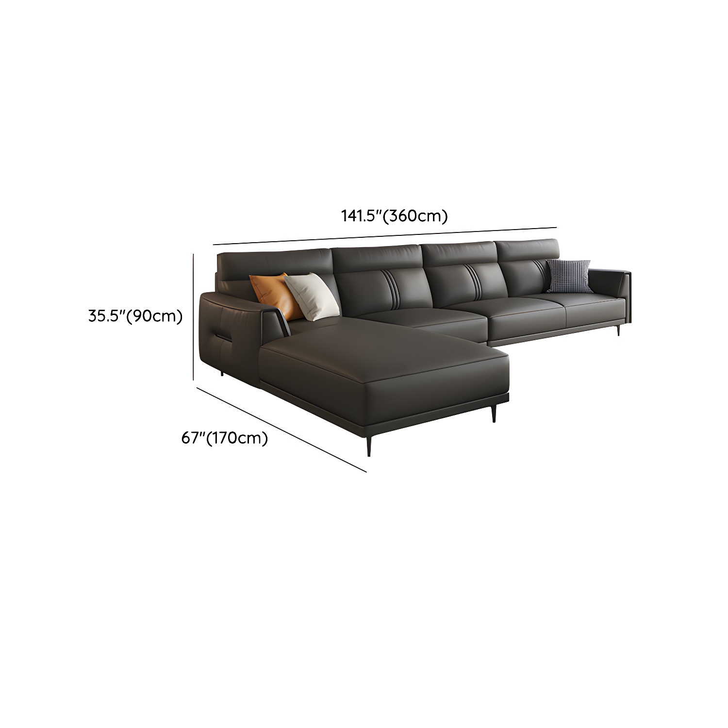 Leather Flared-Arm Sectional Sofa | Ormau - image 22