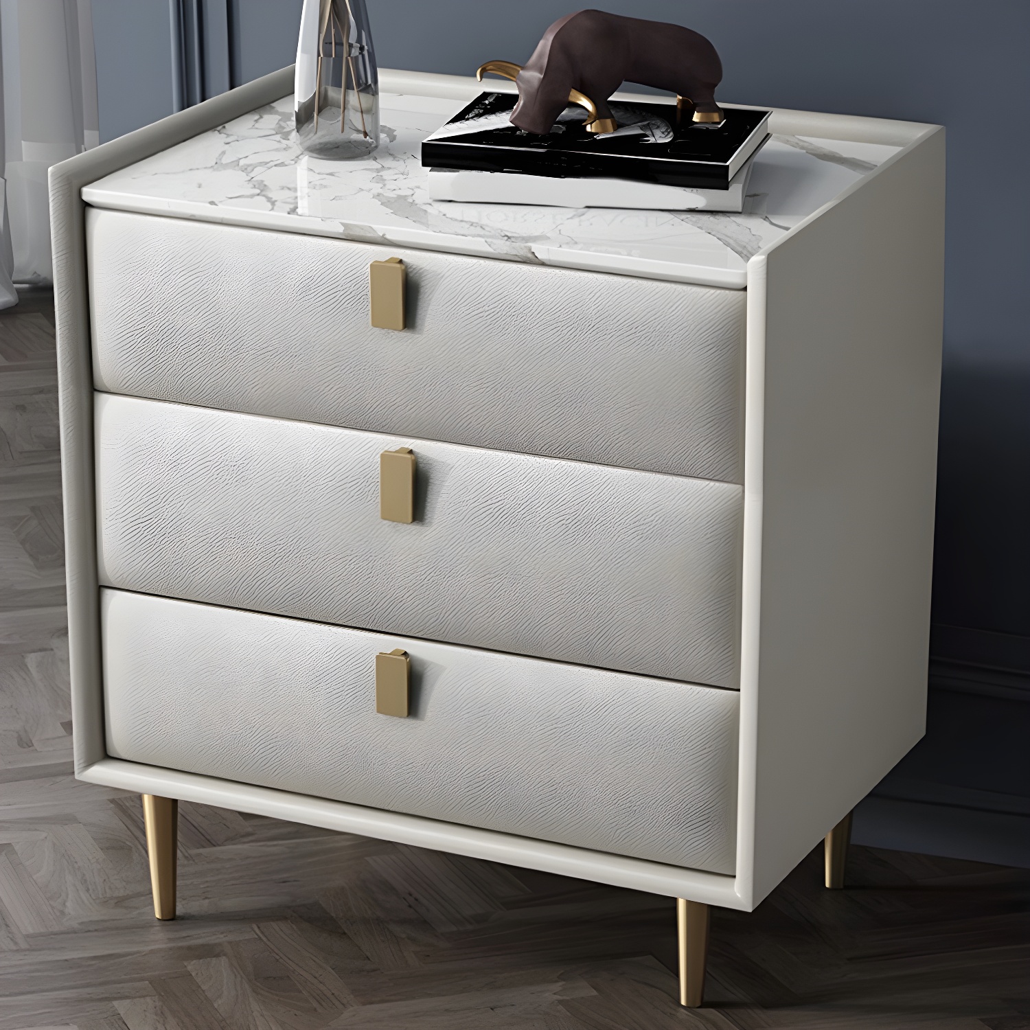 Modern Faux Leather Nightstand | Ormau - image 11