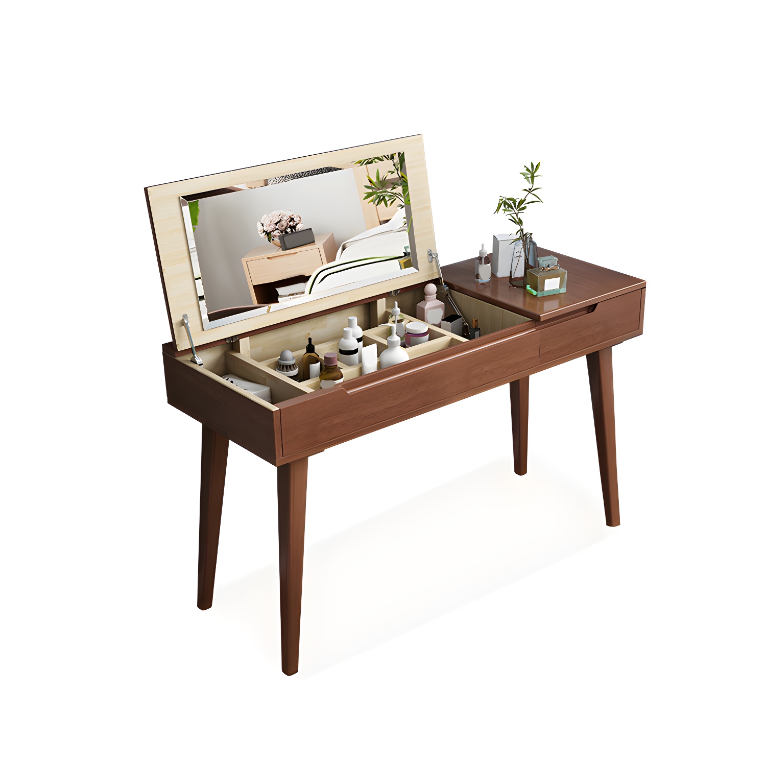 Solid Wood Makeup Vanity with Mirror | Ormau - image 28