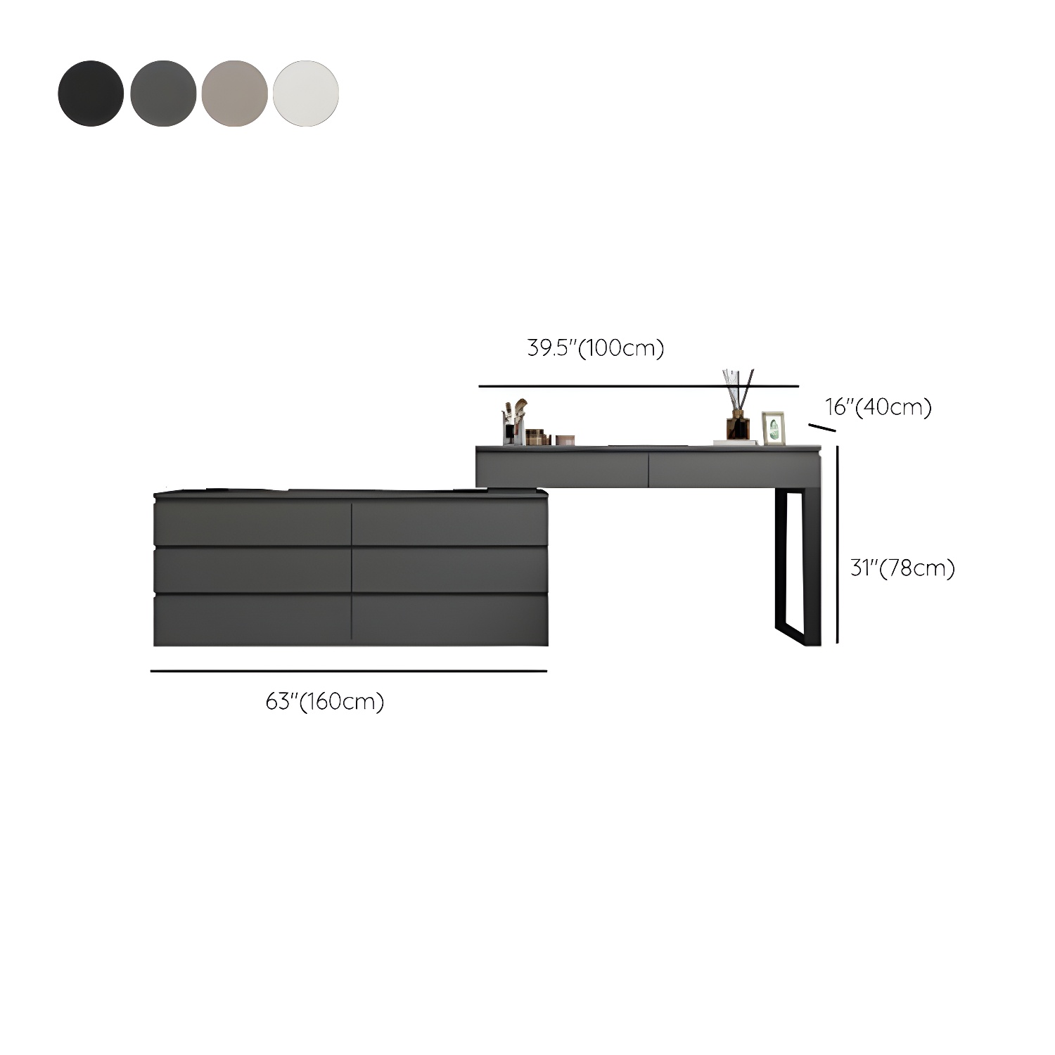Vanity Table Set with LED Mirror | Ormau - image 21