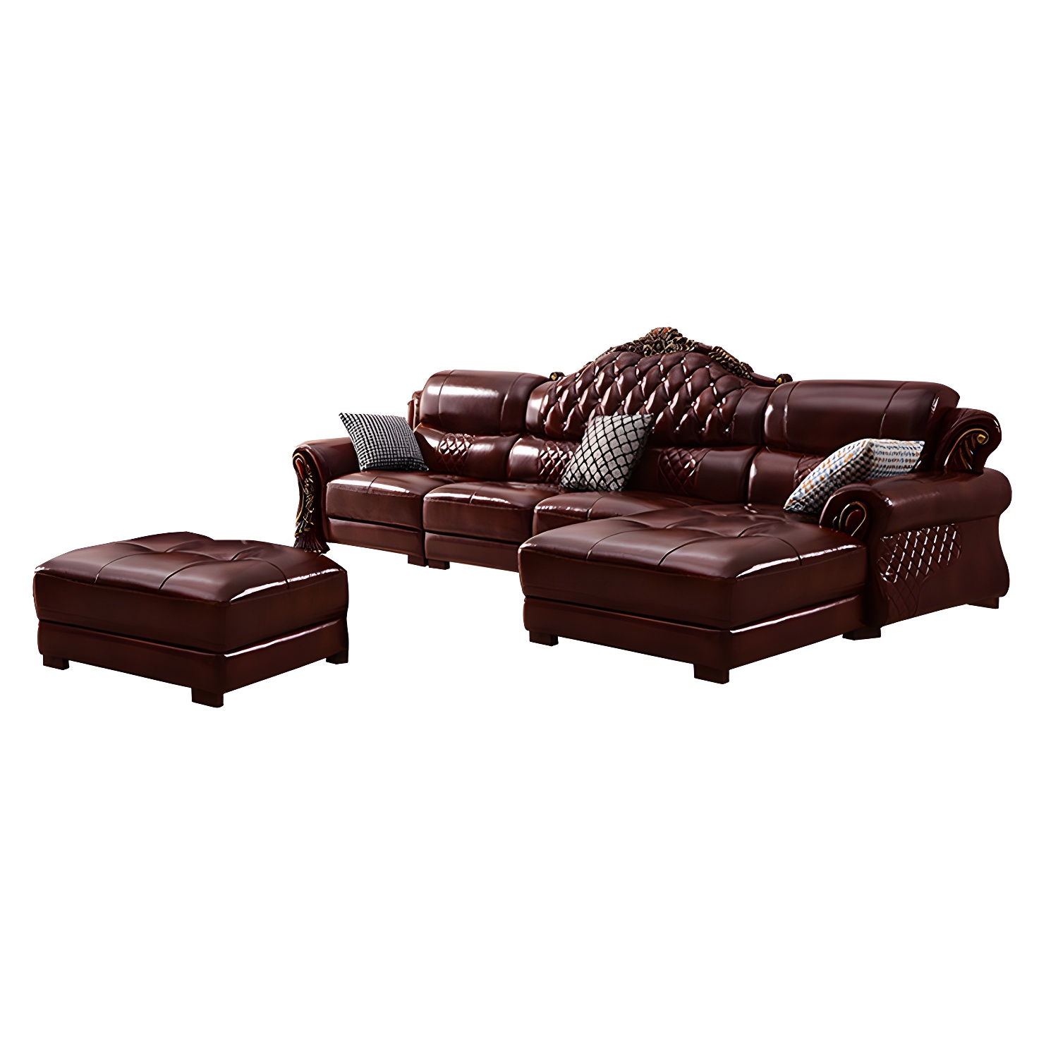 Rolled Arm Leather Sectional | Ormau - image 27