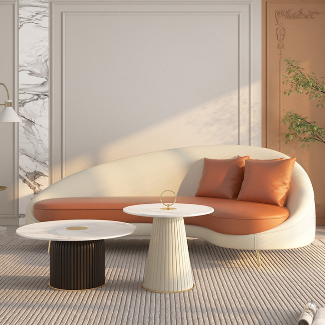 Curved Faux Leather Sofa | Ormau - image 21