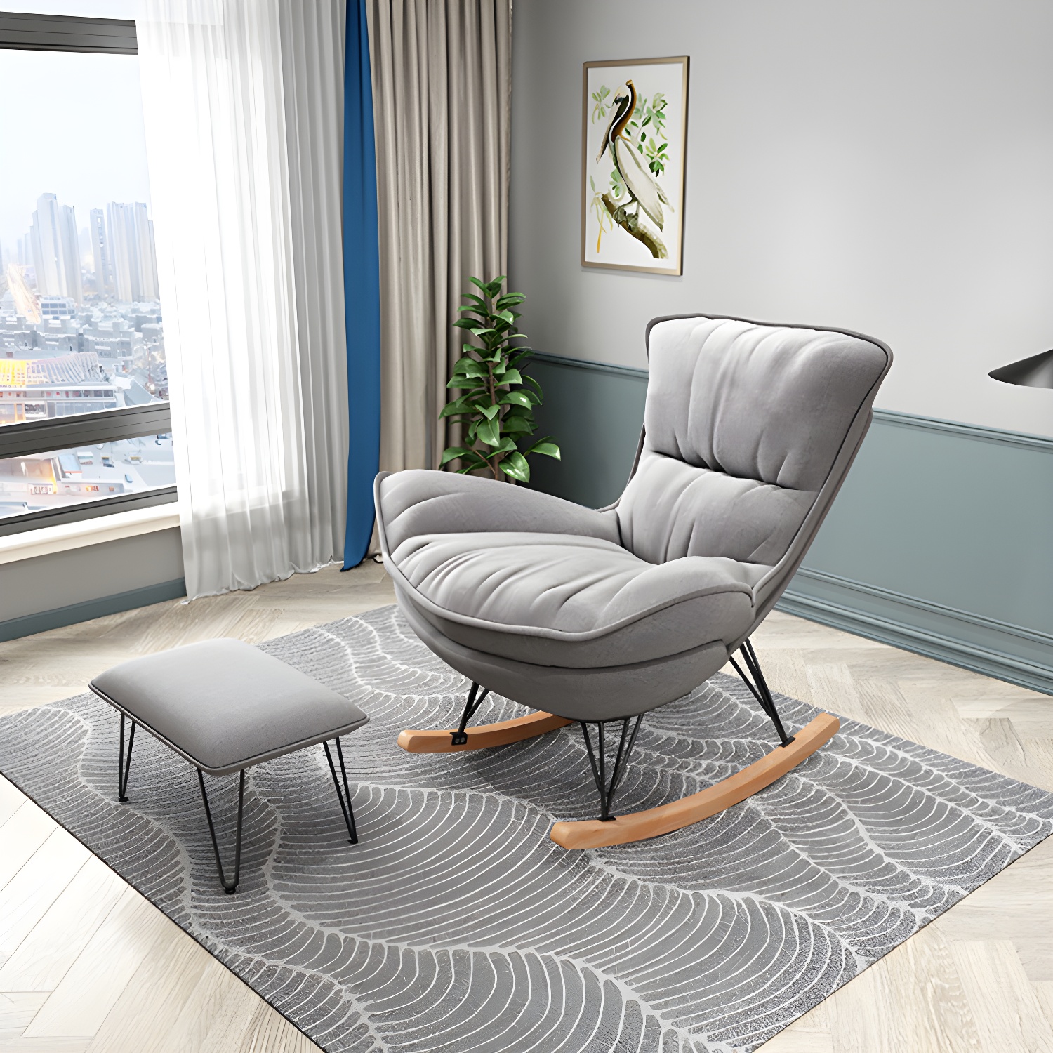 Modern Rocking Chair with Ottoman | Ormau - image 3