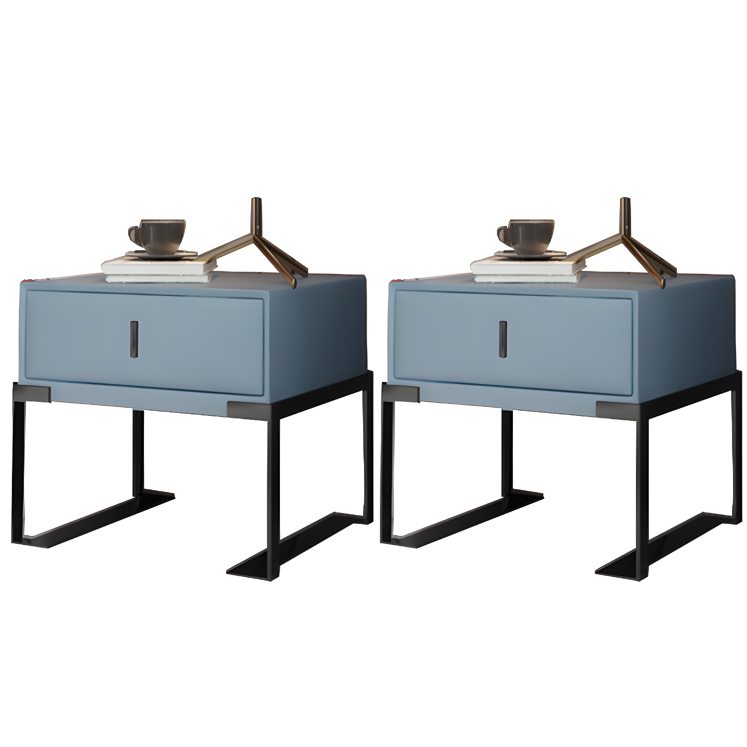 Leather Nightstand with Metal Legs | Ormau - image 37