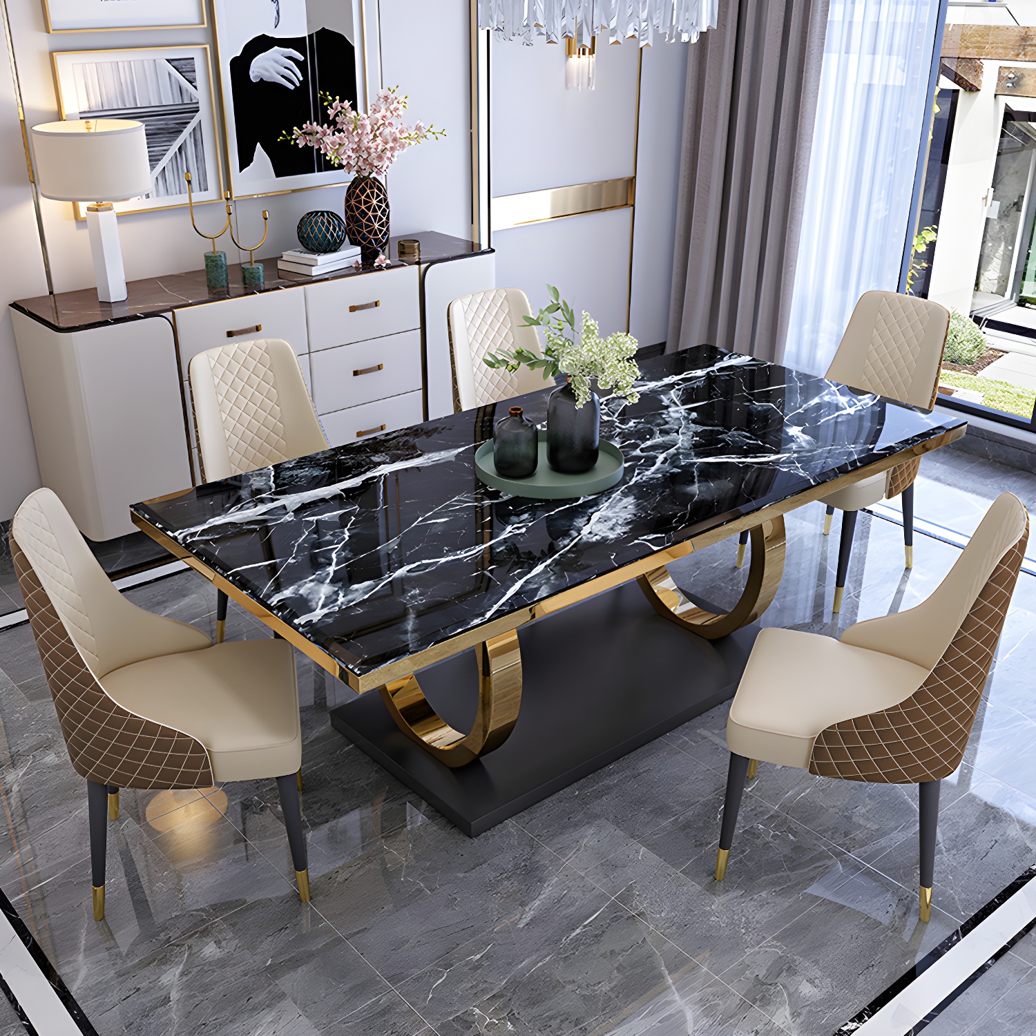 Marble & Gold Dining Set | Ormau - image 2