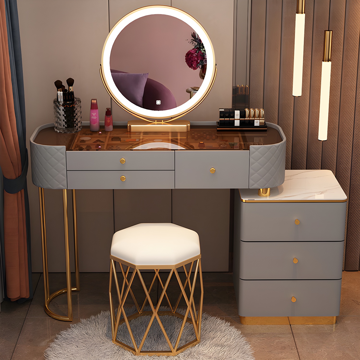 Lighted Vanity Table Set | Ormau - image 37