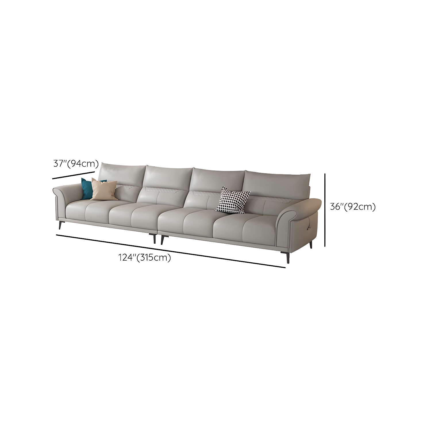 Gray Leather Sectional Sofa | Ormau - image 13