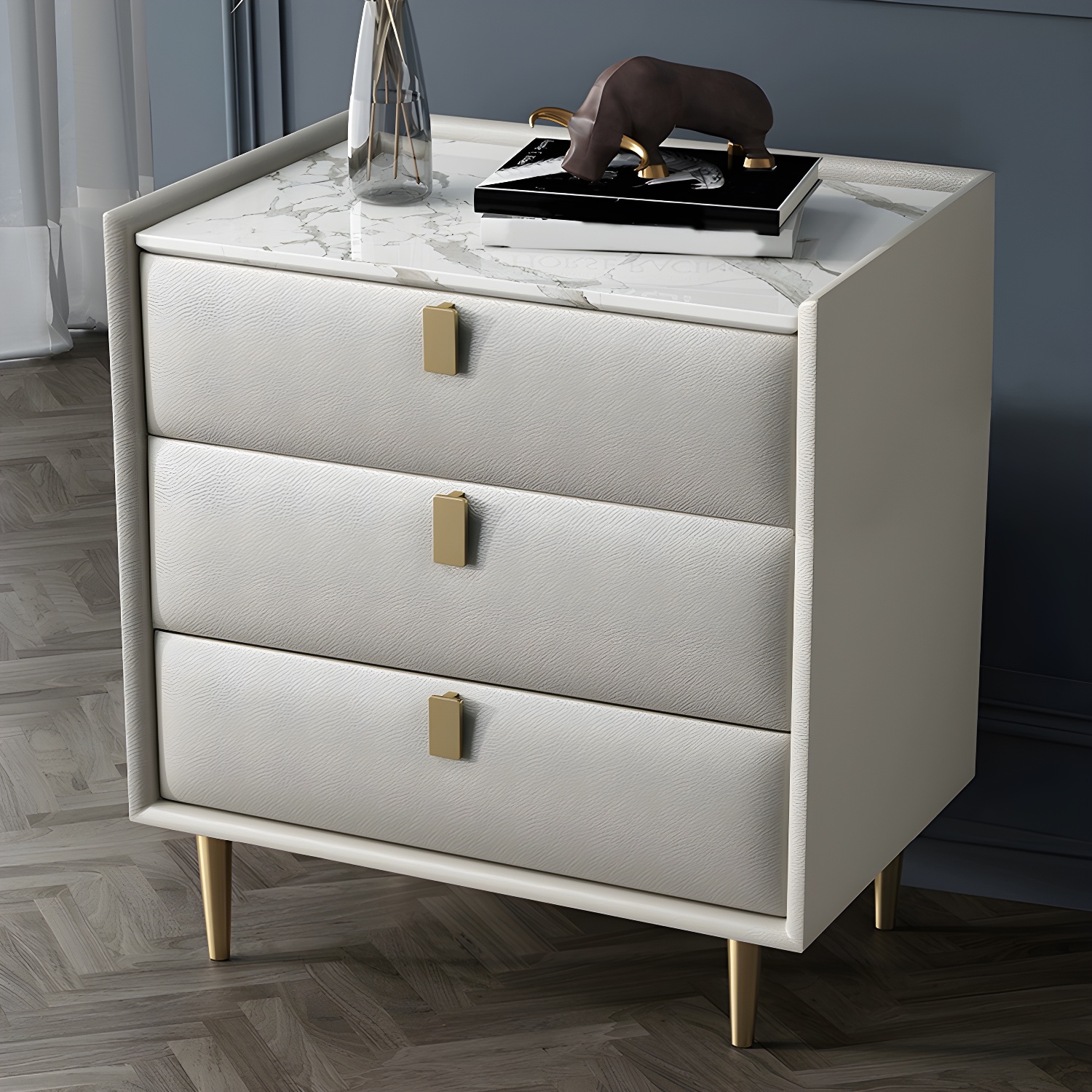 Modern Faux Leather Nightstand | Ormau - image 7