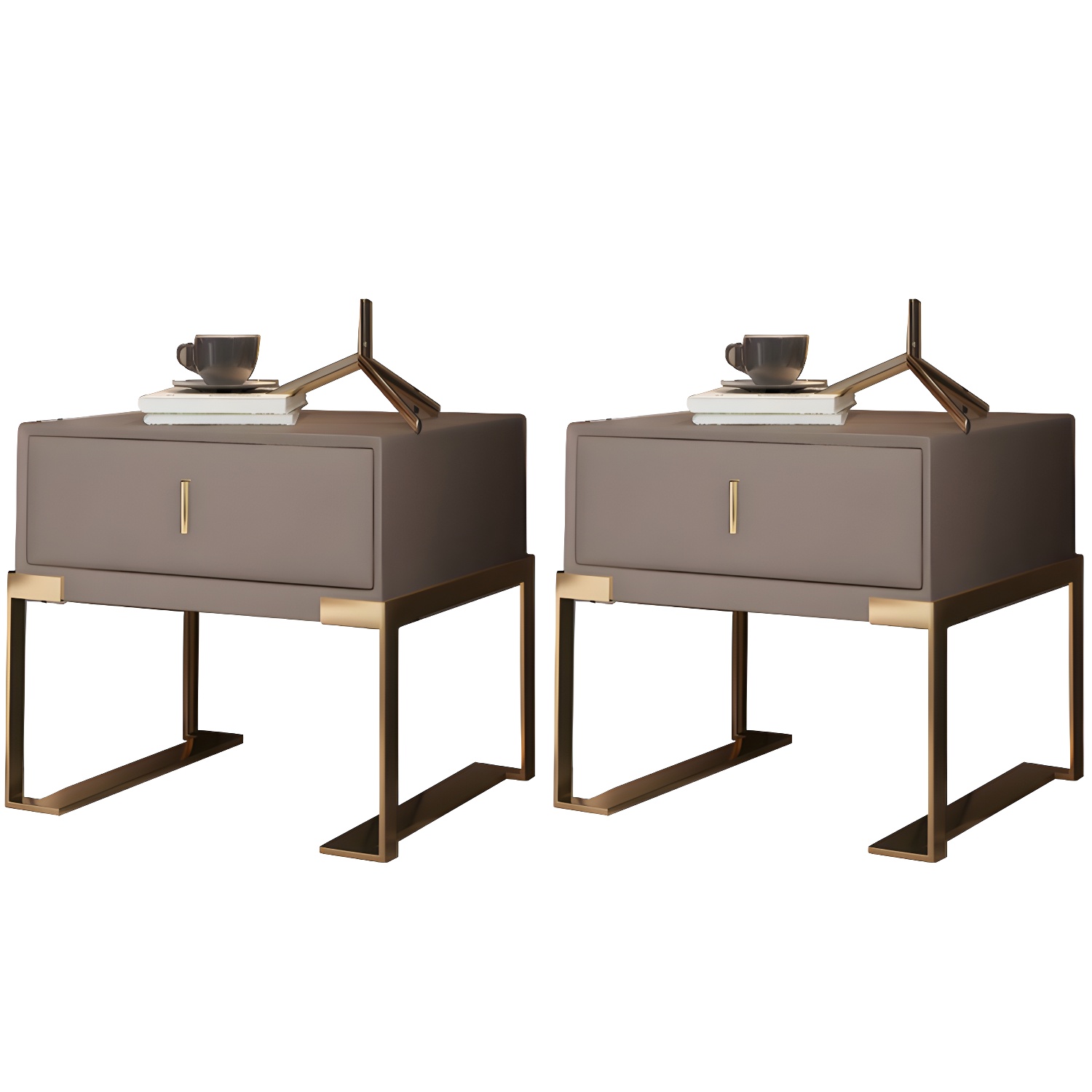 Leather Nightstand with Metal Legs | Ormau - image 34