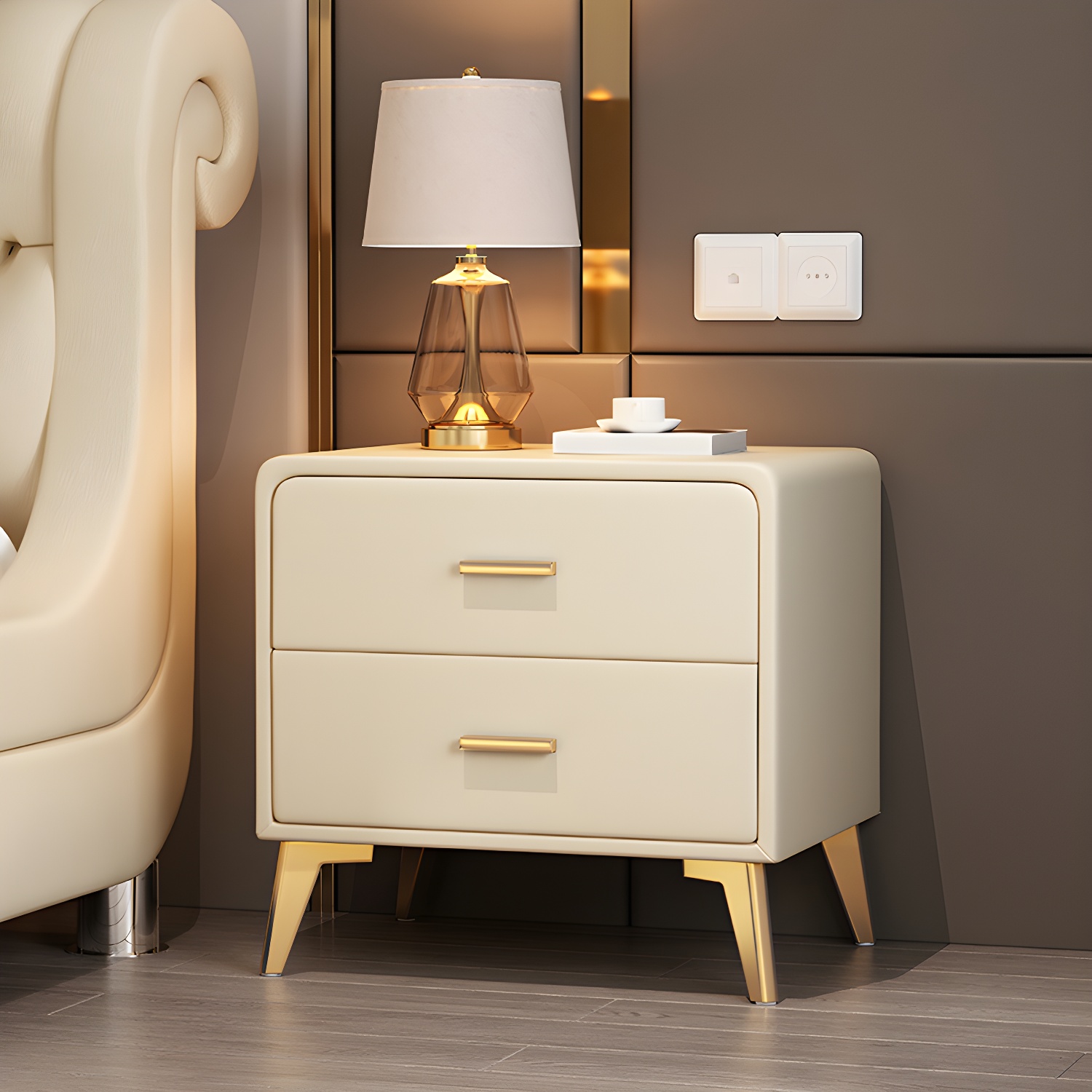 Modern Faux Leather Nightstand | Ormau - image 9
