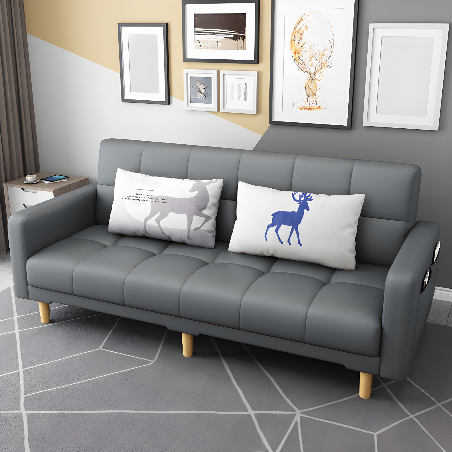 Square Arm Modern Storage Sofa with Biscuit Back Convertible Sofa for Living Room - image 32