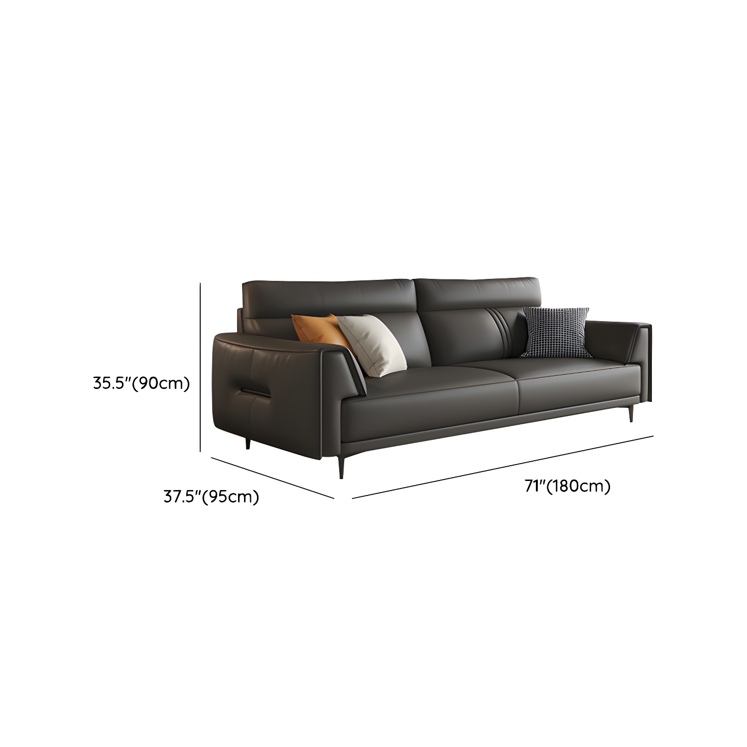 Leather Flared-Arm Sectional Sofa | Ormau - image 10