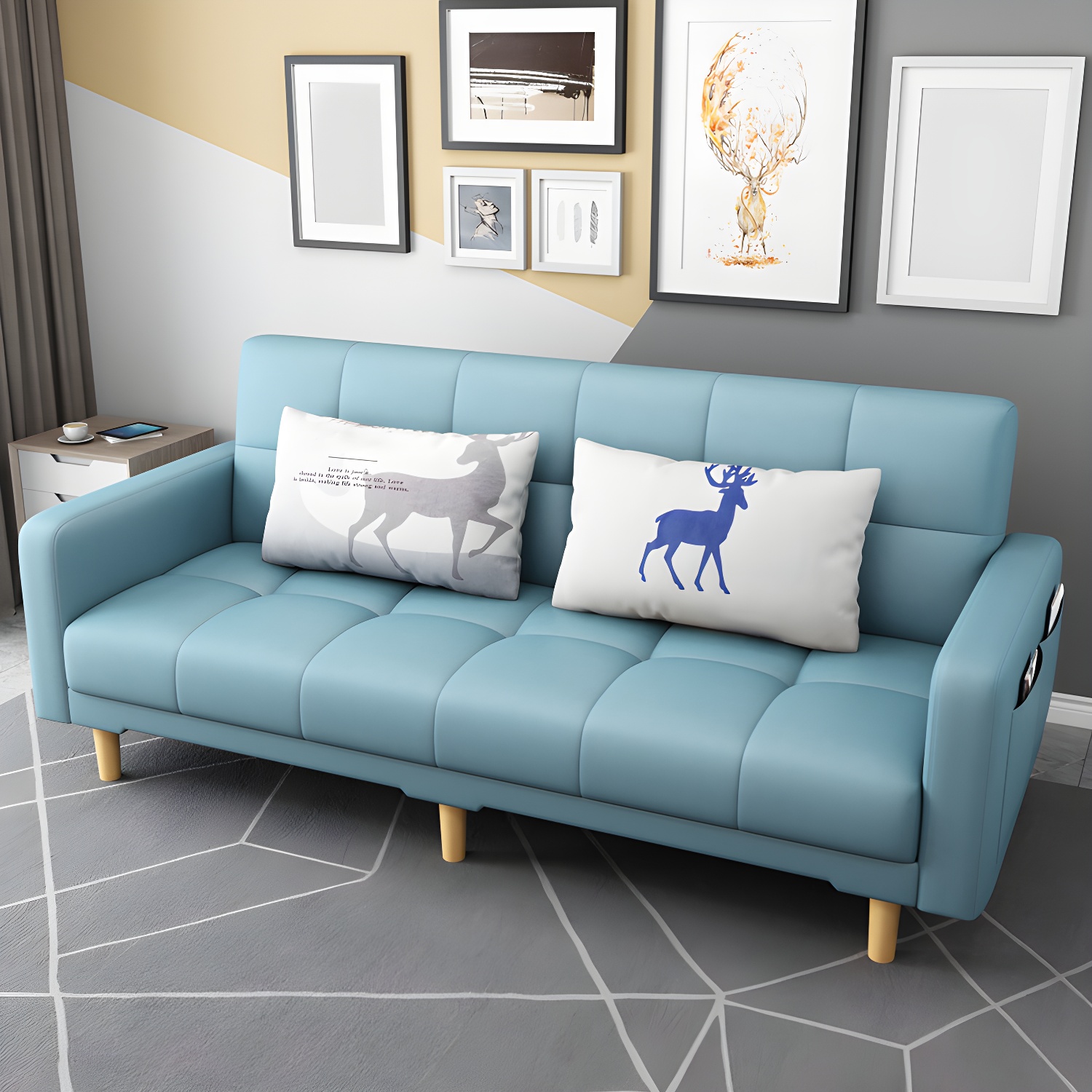 Square Arm Modern Storage Sofa with Biscuit Back Convertible Sofa for Living Room - image 30