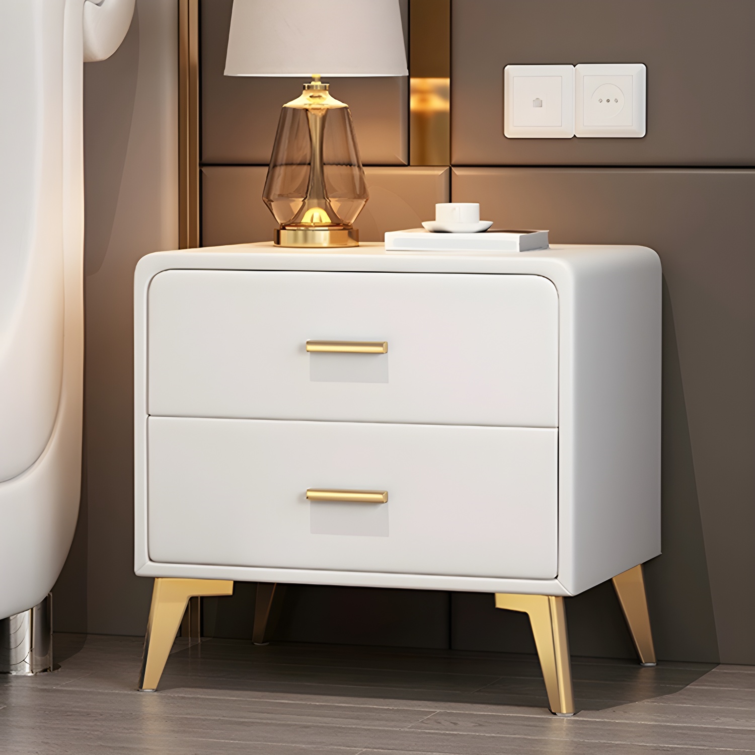 Modern Faux Leather Nightstand | Ormau - image 15