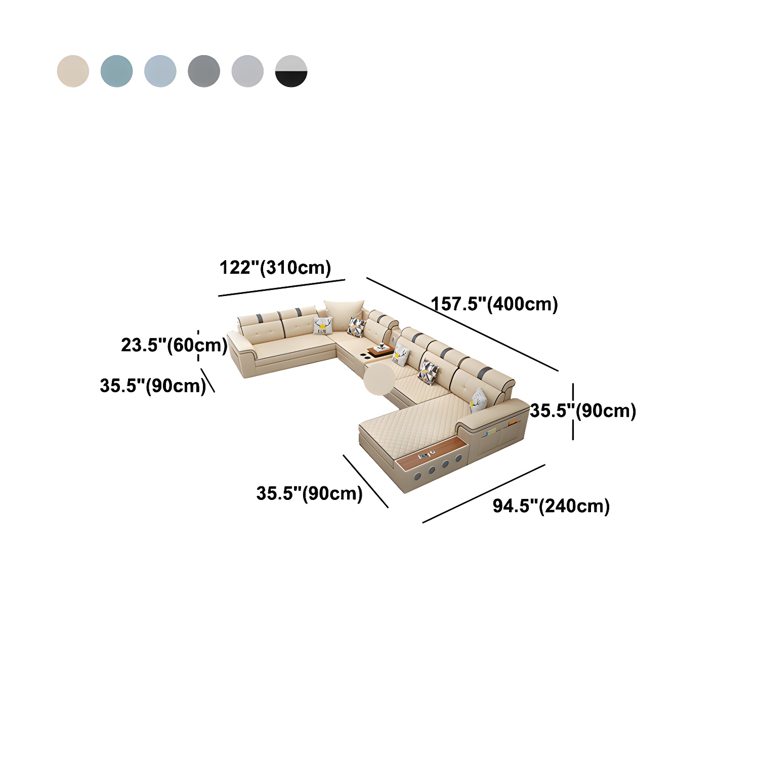 Modern Pillow Top Arm Sectional | Ormau - image 18