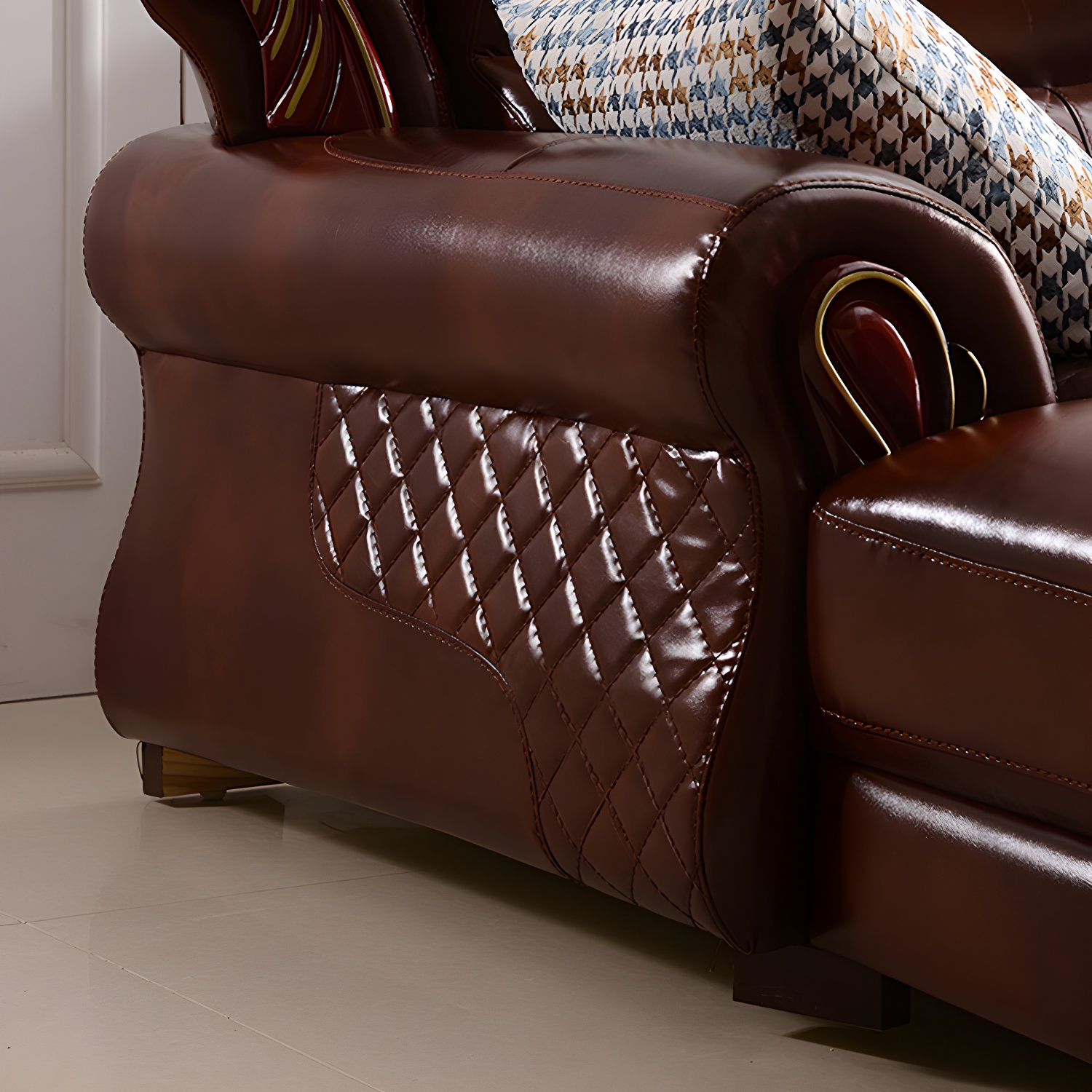 Rolled Arm Leather Sectional | Ormau - image 12