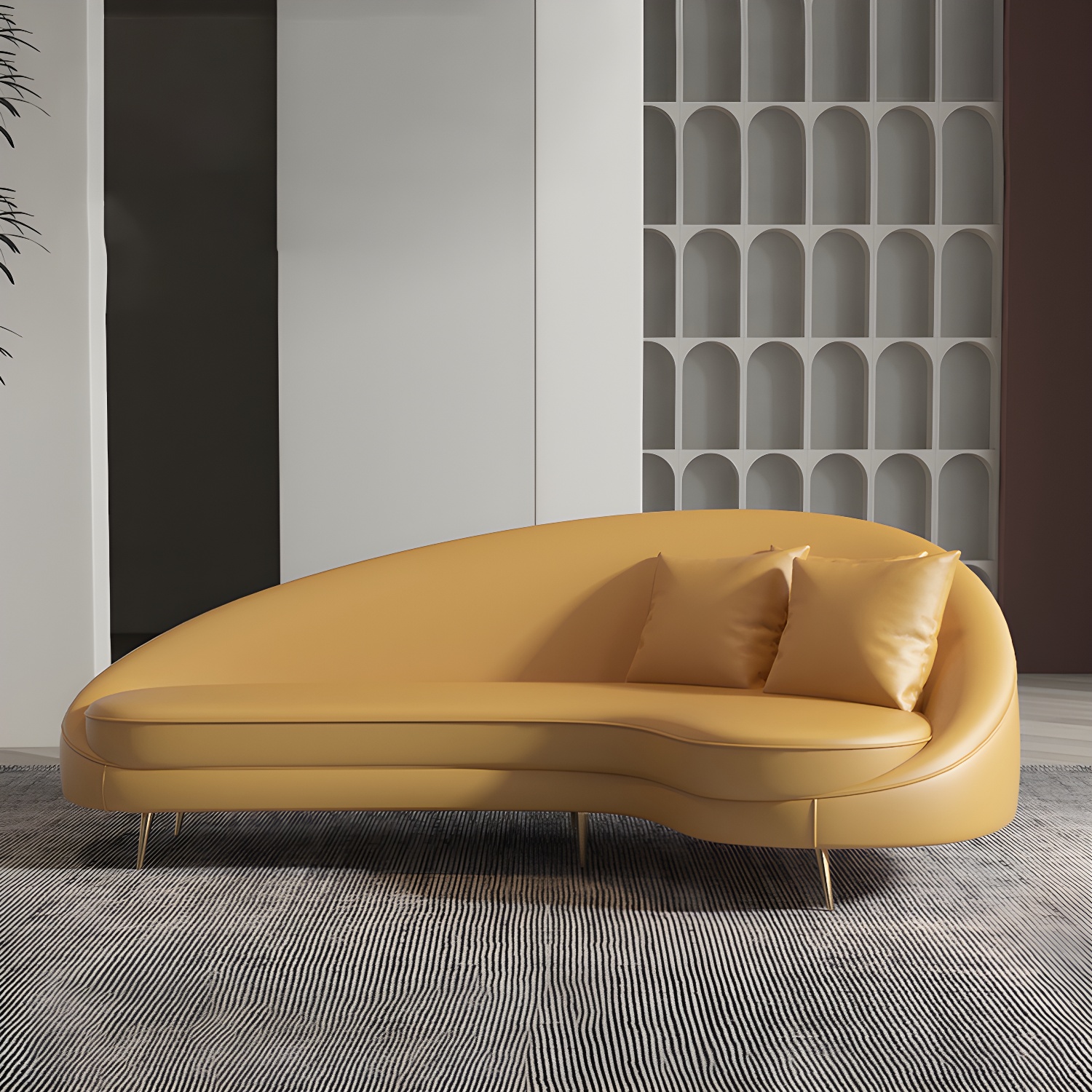Curved Faux Leather Sofa | Ormau - image 18