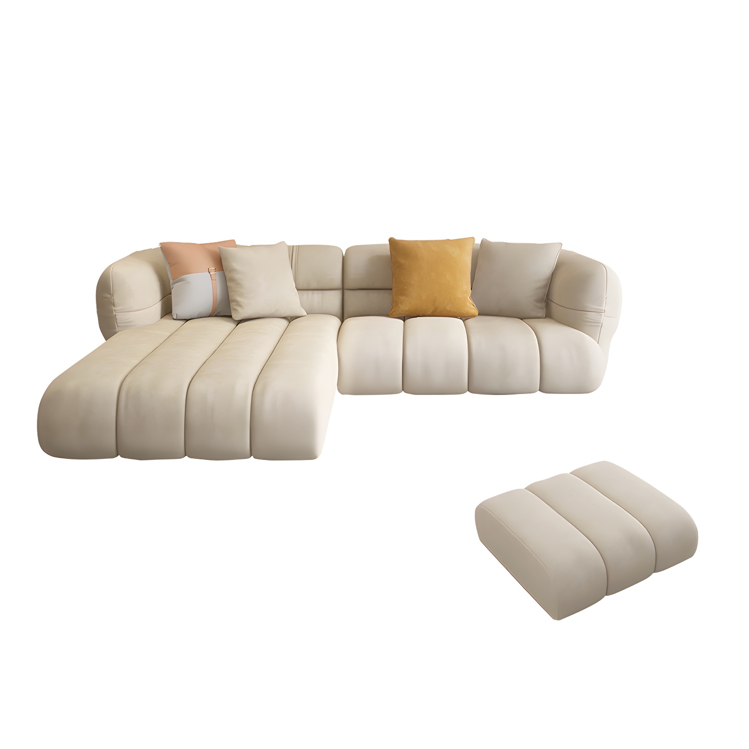Beige L-Shape Sectional Sofa with Storage | Ormau - image 5